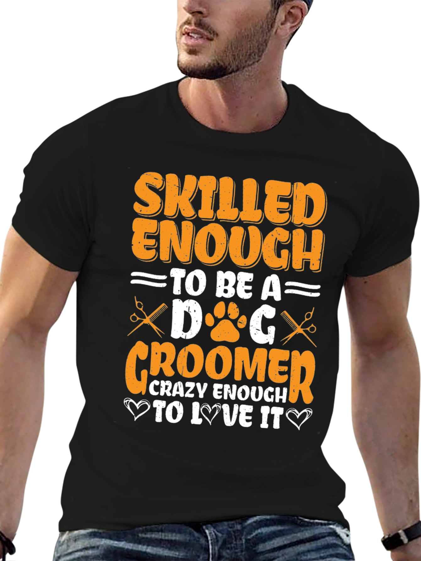 Black Skilled Dog Groomer T-Shirt - Unique Gift Idea view 6