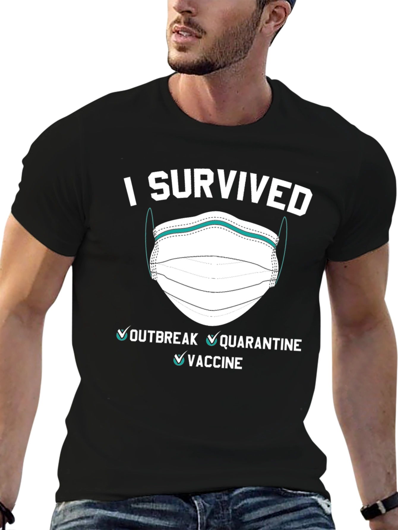 Black I Survived Pandemic T-Shirt view 6