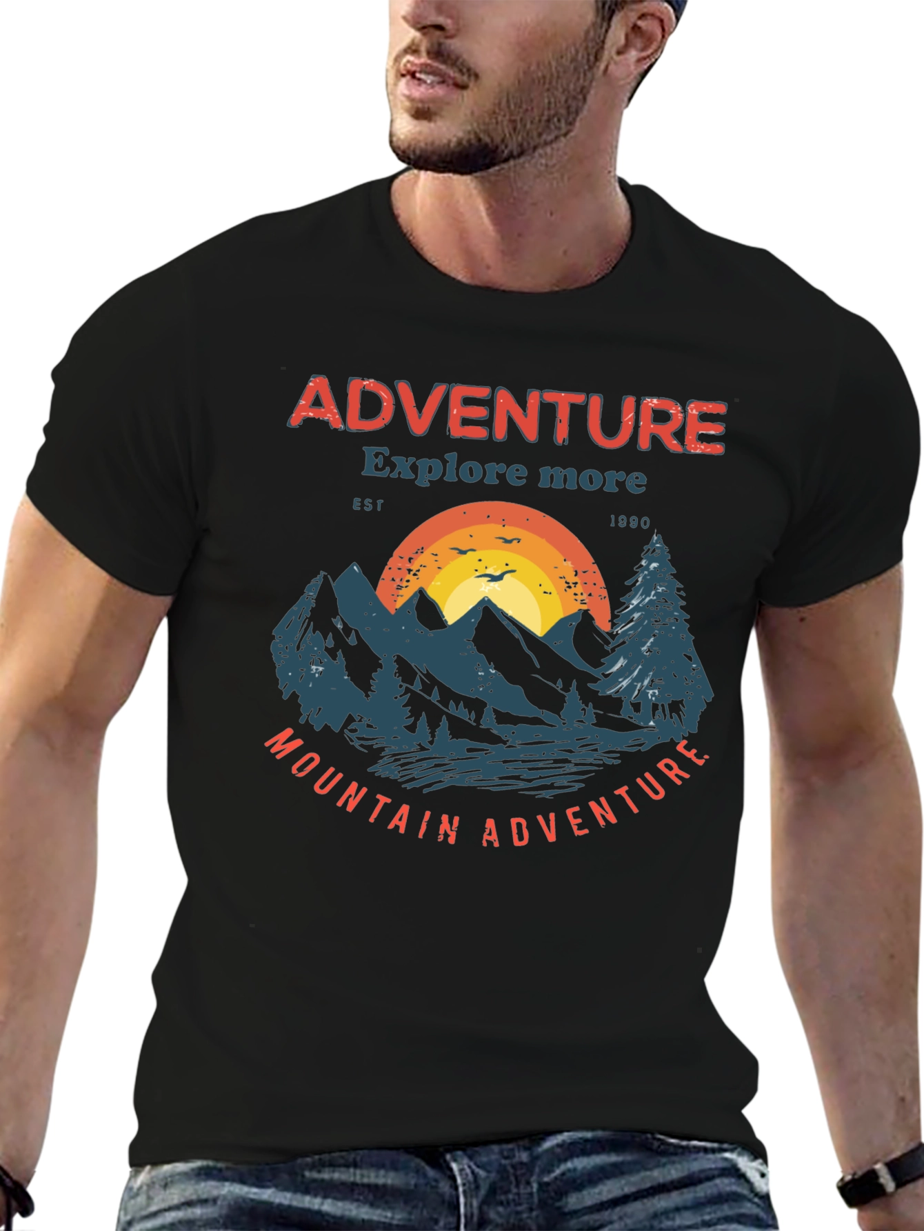 Black Adventure Mountain Graphic Tee view 6