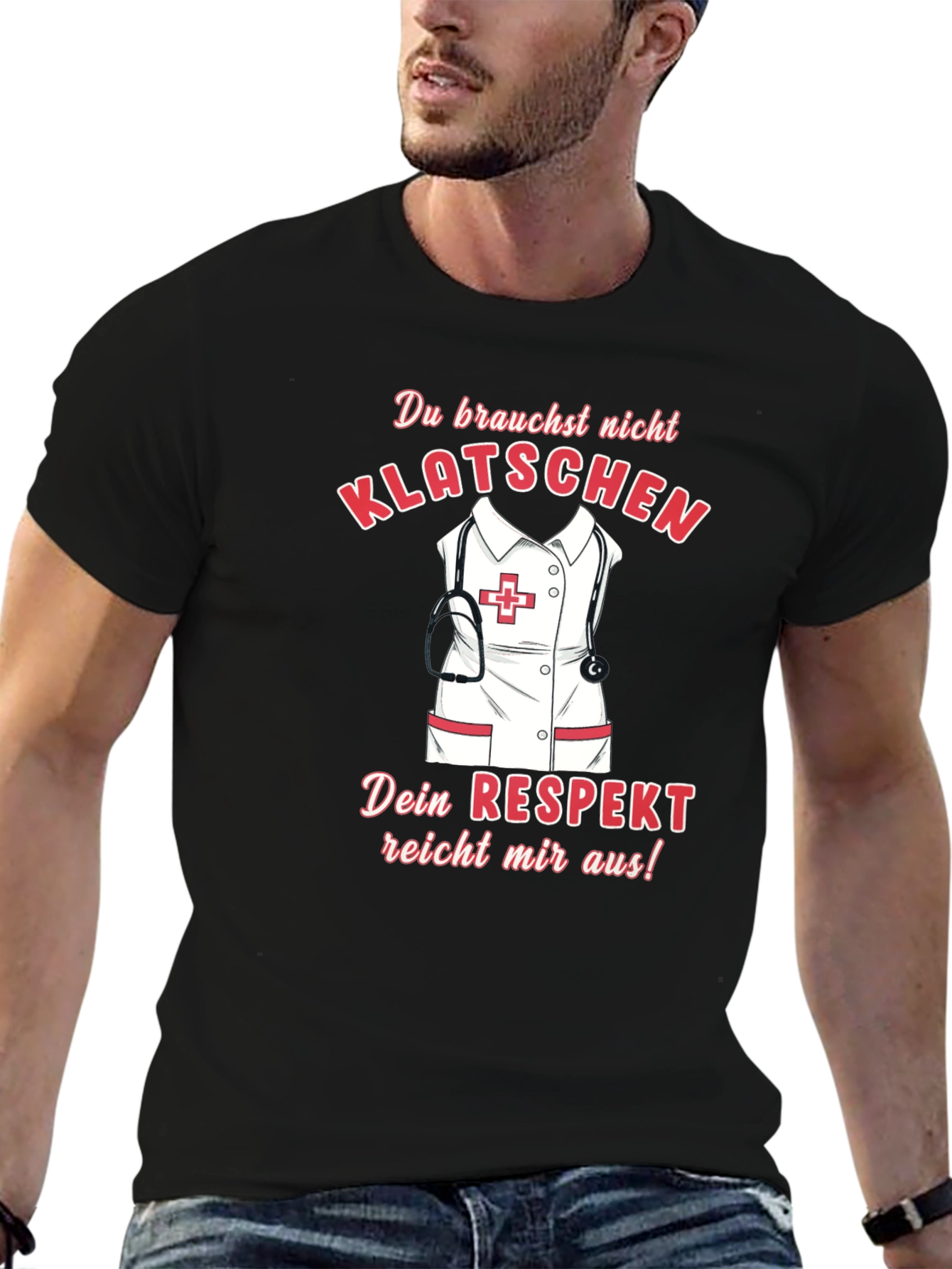 Black Nurse Respect T-Shirt - Funny German Saying view 6