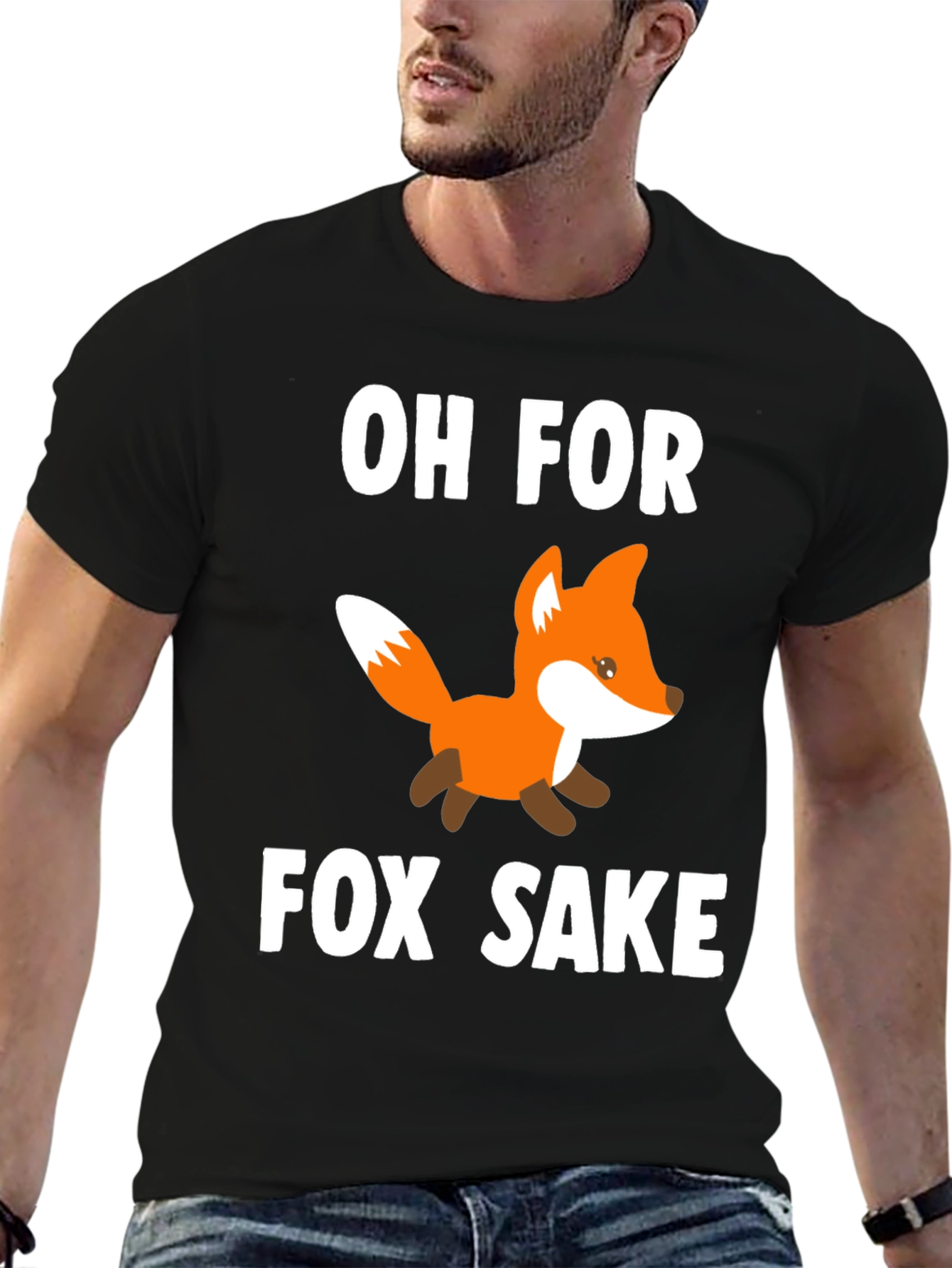 Black Oh For Fox Sake T-Shirt - Novelty Graphic Tee view 6