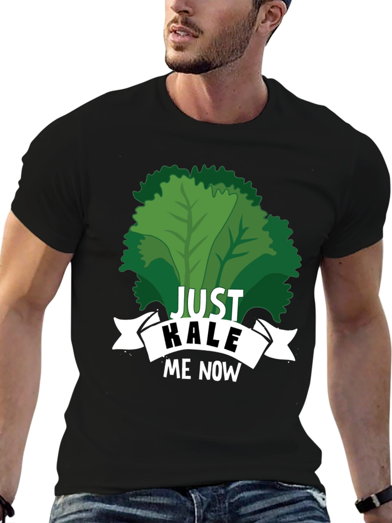 Black Just Kale Me Now Funny Vegan T-Shirt view 6