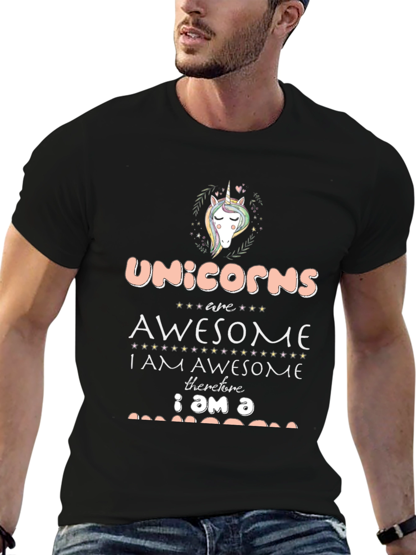 Black Unicorns are Awesome Black T-Shirt view 6
