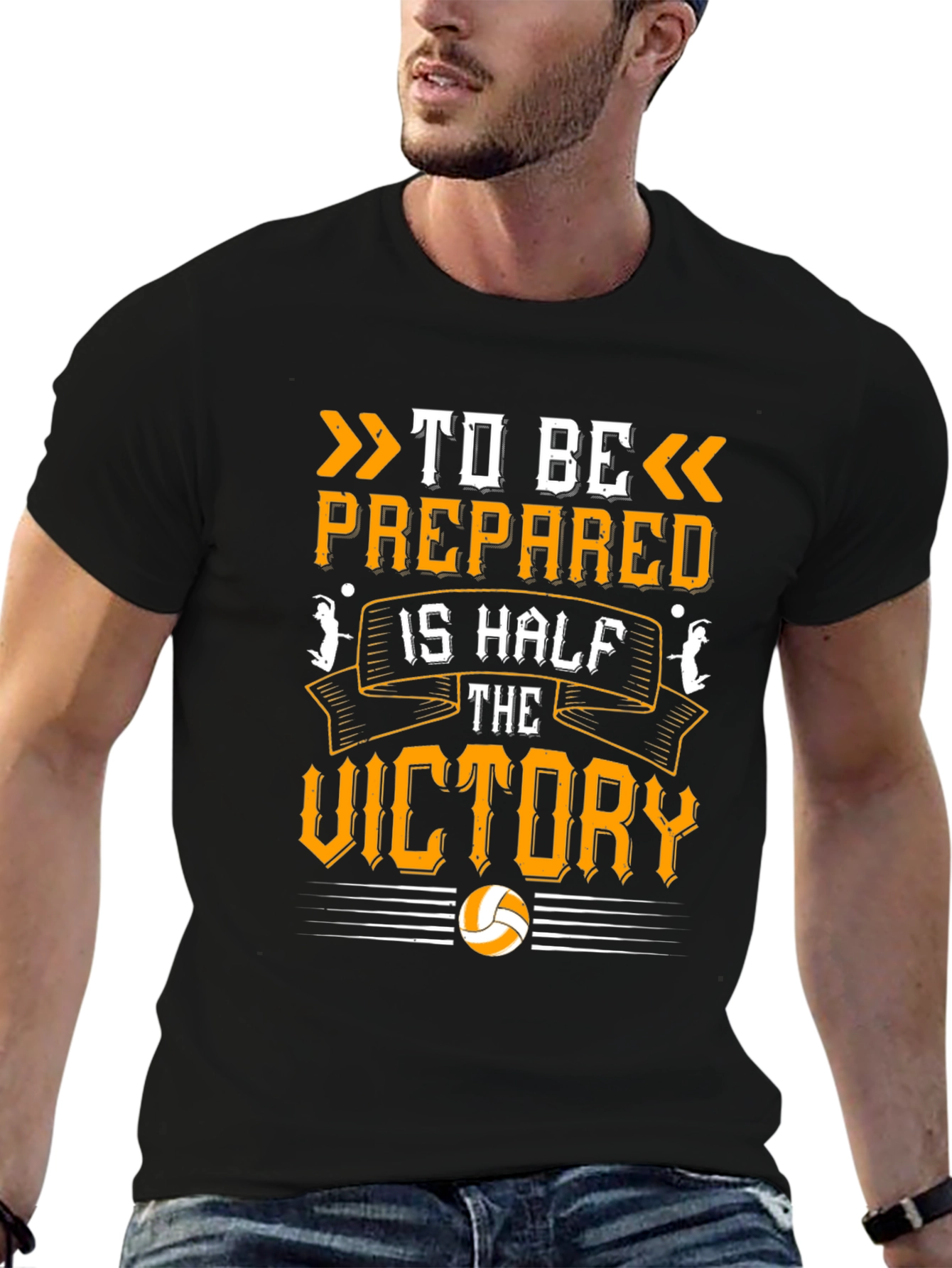 Black Volleyball T-Shirt: Be Prepared for Victory view 6