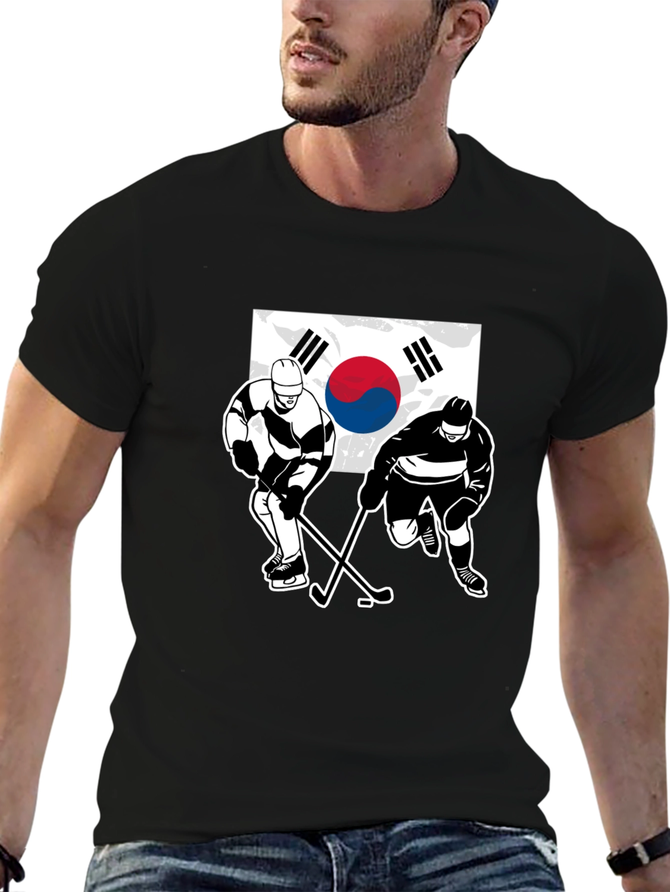 Black South Korea Hockey T-Shirt - Black view 6