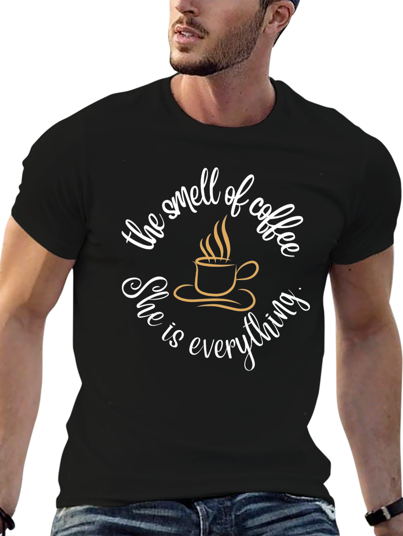 Black Coffee Lover T-Shirt - The Smell of Coffee, She is Everything view 6