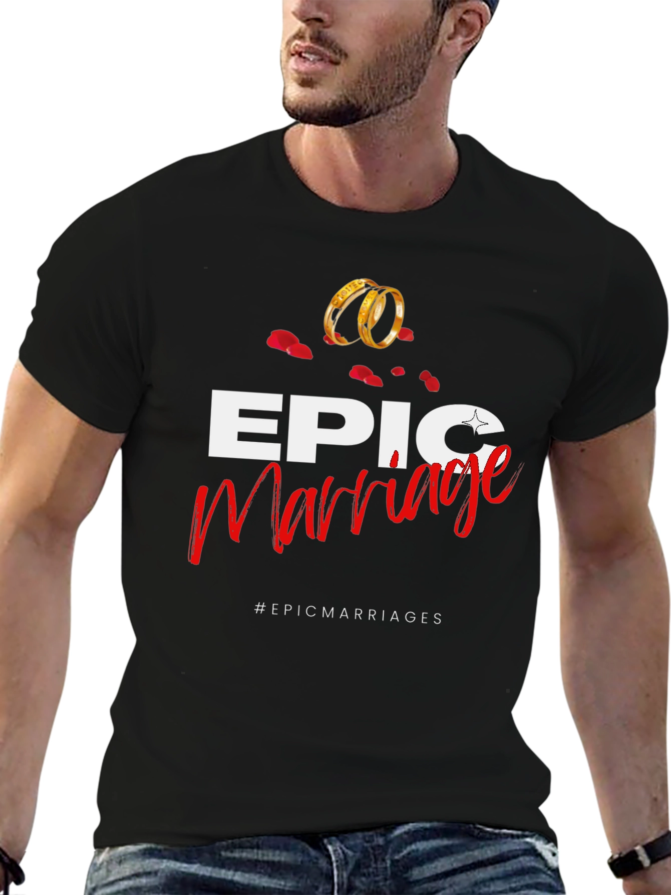 Black Epic Marriage T-Shirt - Stylish Wedding Anniversary Apparel view 6