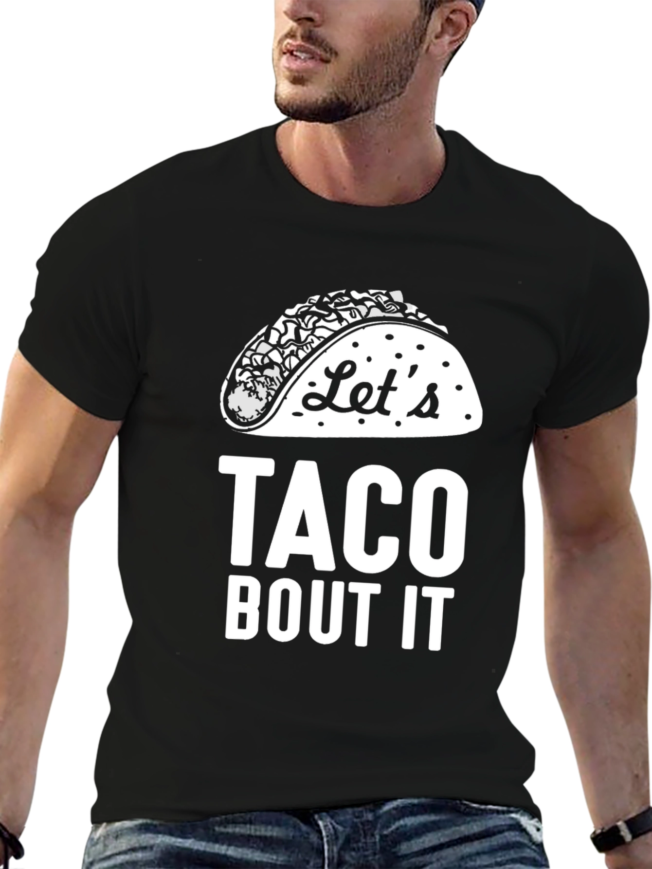 Black Let's Taco Bout It Black Graphic Tee view 6