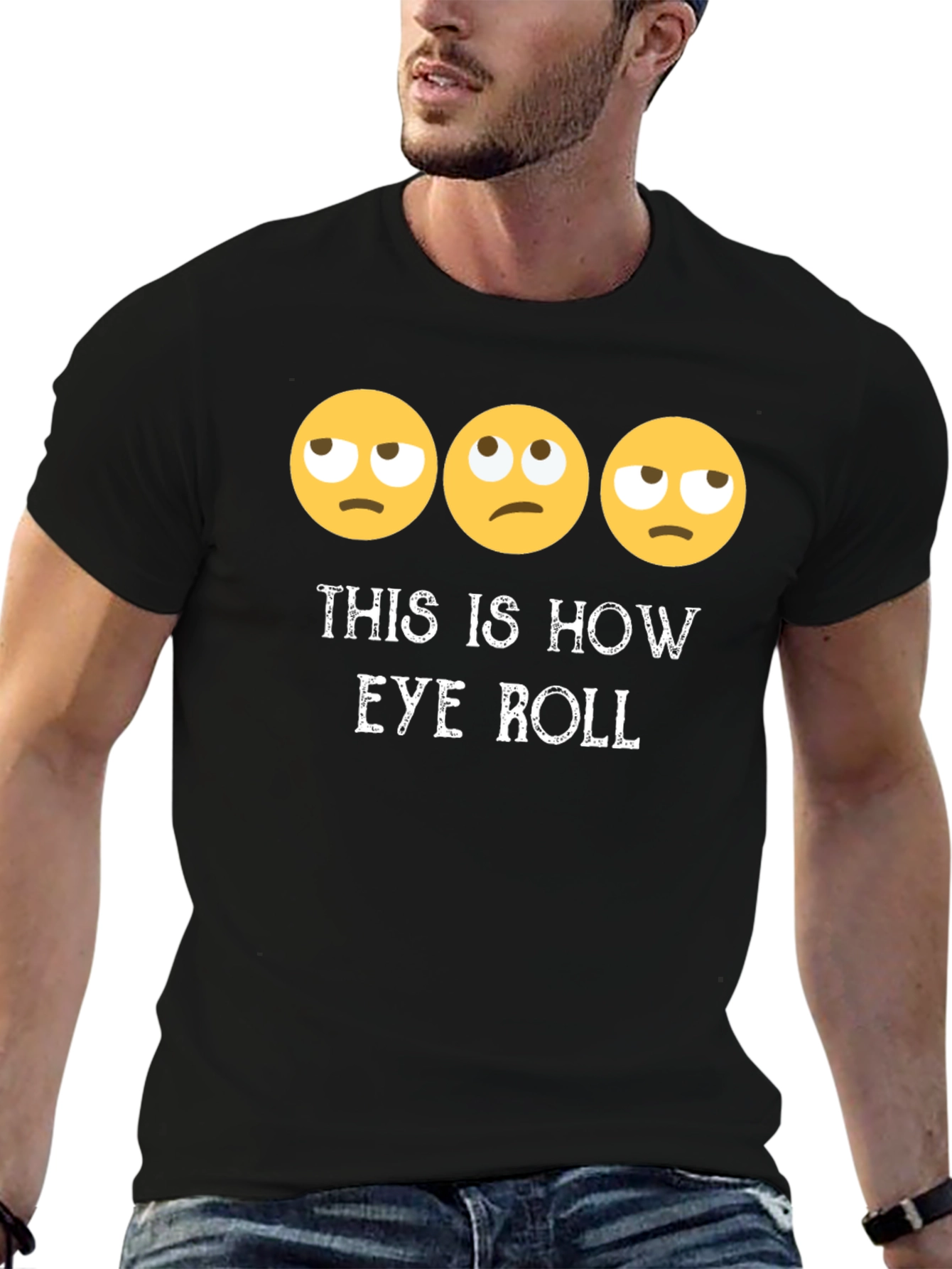 Black Eye Roll Emoji T-Shirt Funny Graphic Tee view 6