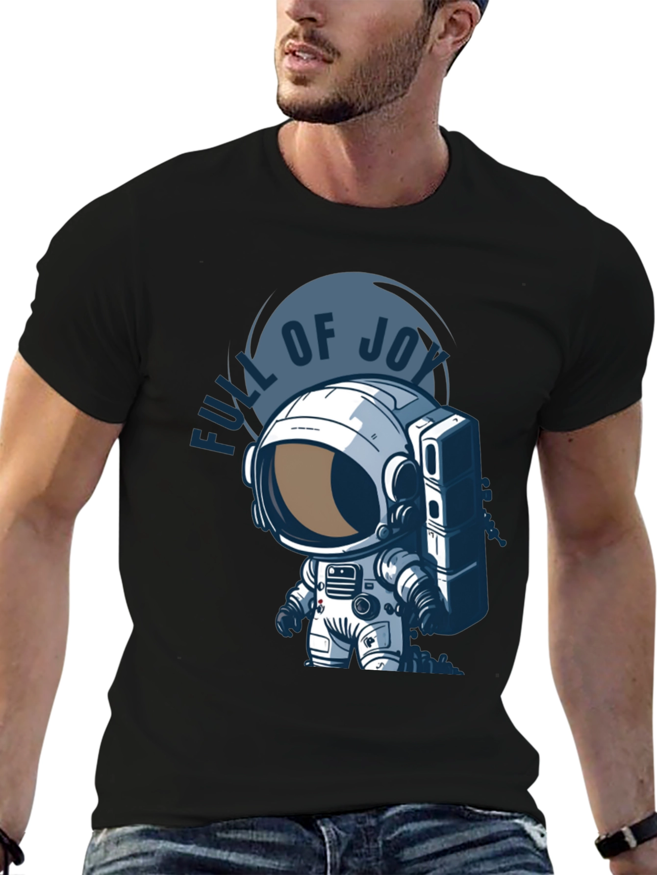 Black Full of Joy Astronaut Graphic T-Shirt view 6