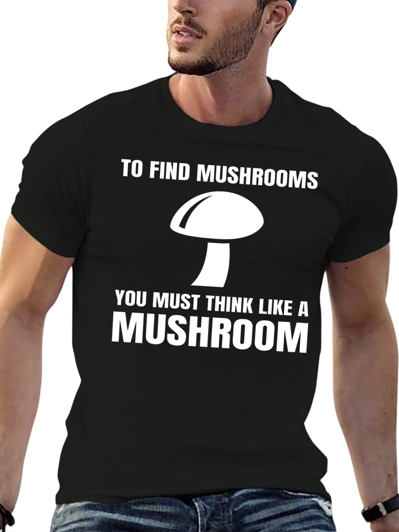 Black Think Like a Mushroom Graphic Tee view 6