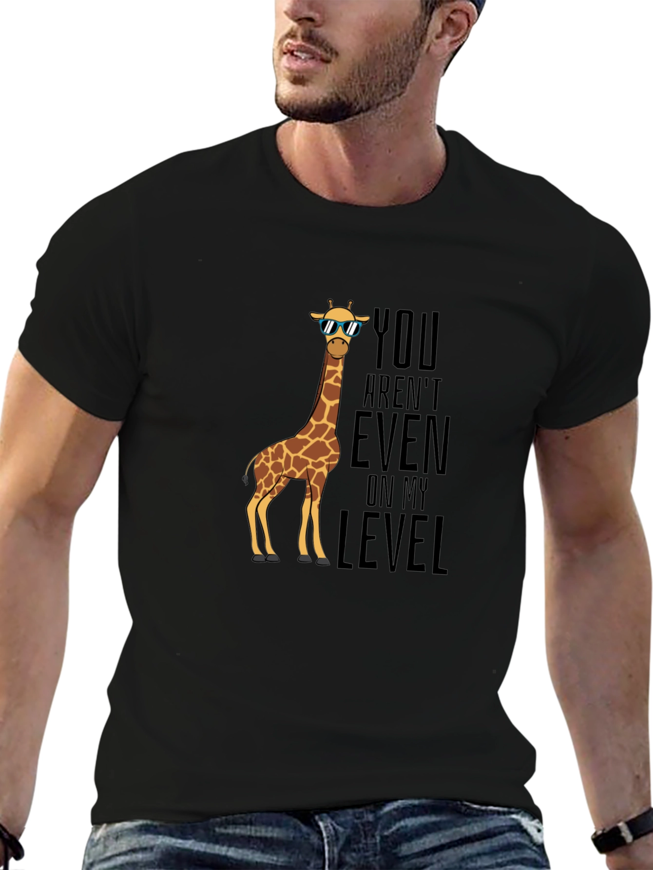 Black Giraffe "Not On My Level" Graphic Tee - Black Cotton view 6