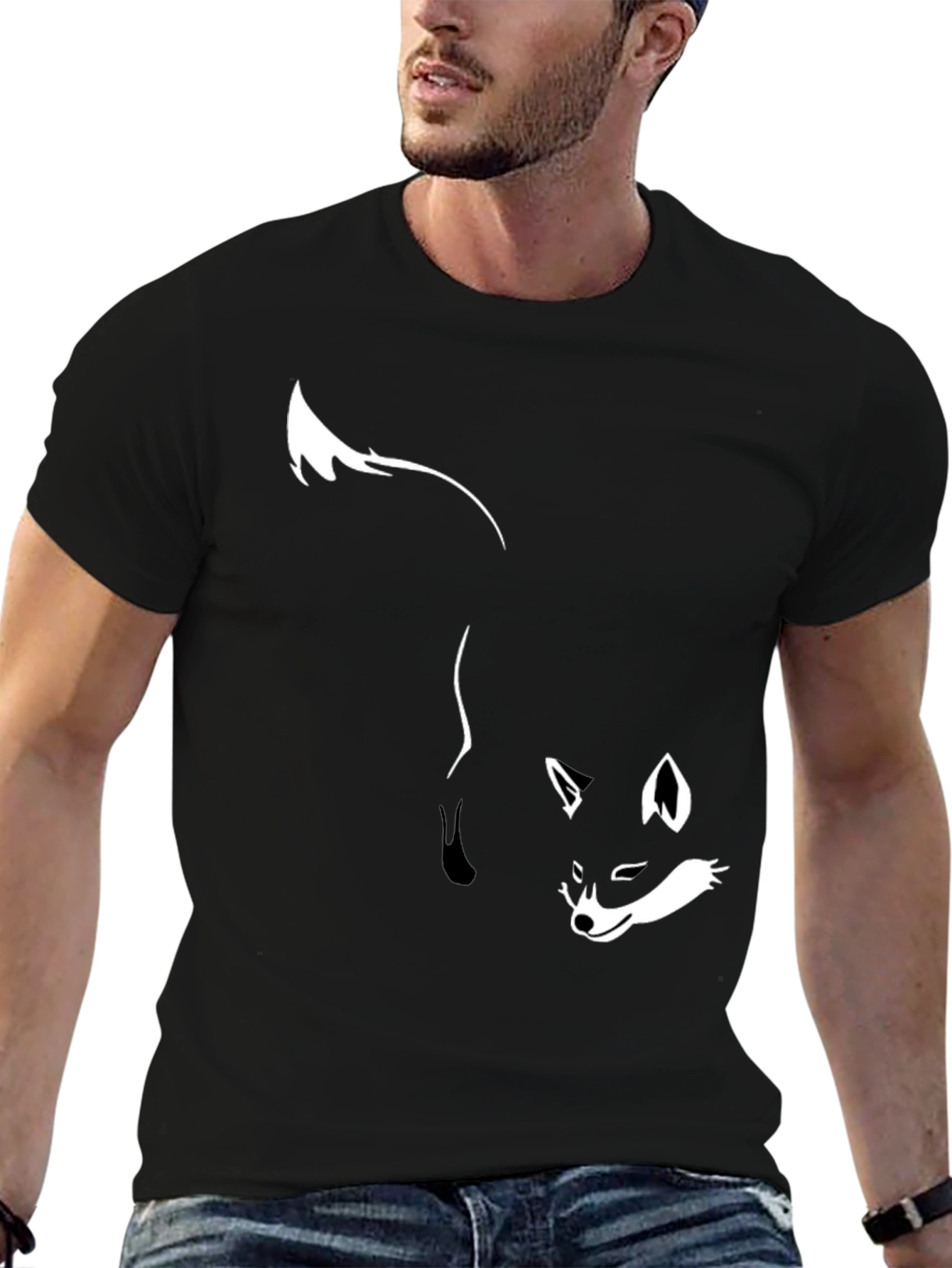 Black Fox Graphic Print Black T-Shirt view 6
