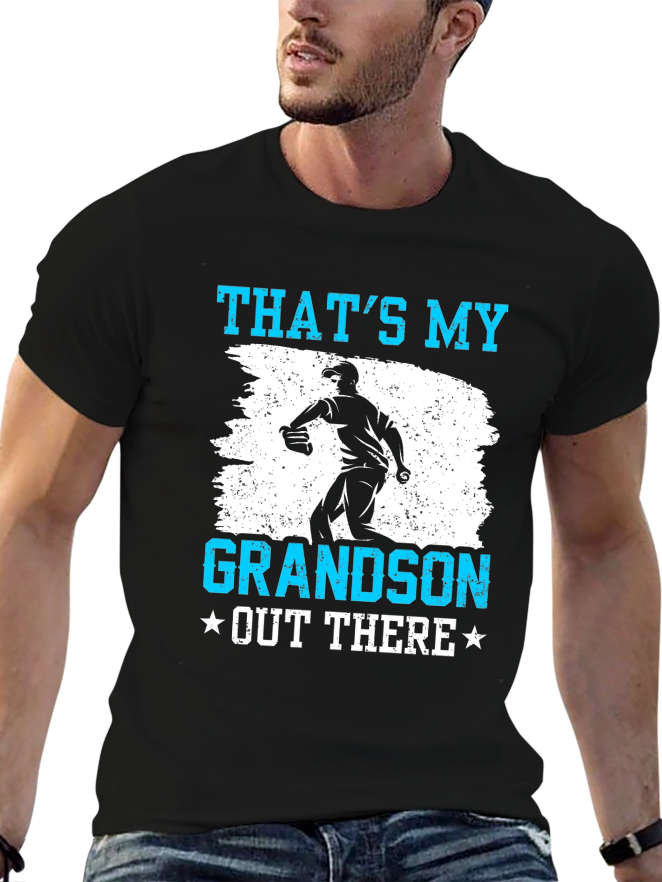 Black That's My Grandson Baseball T-Shirt view 6