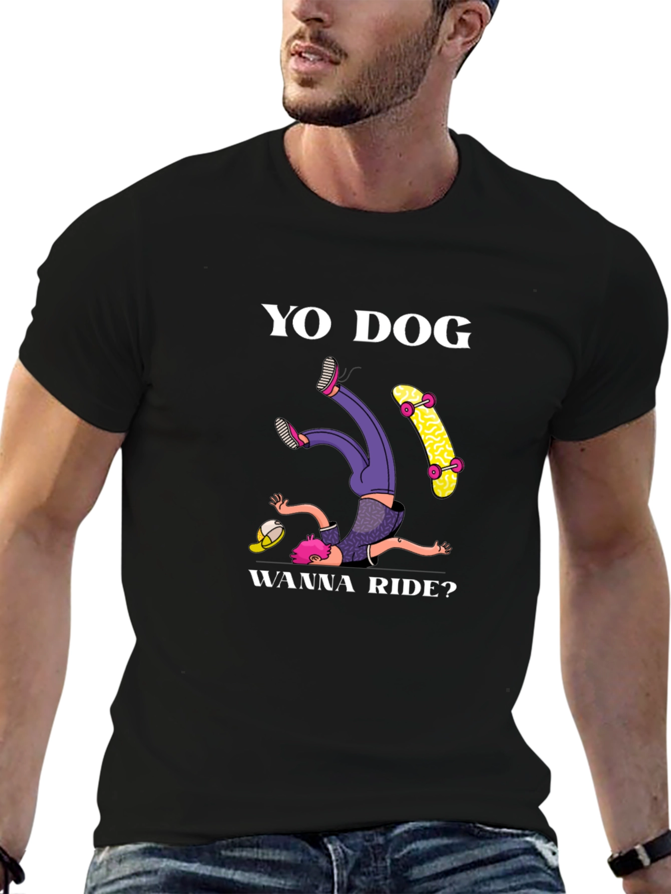 Black Yo Dog Wanna Ride? Graphic Tee view 6