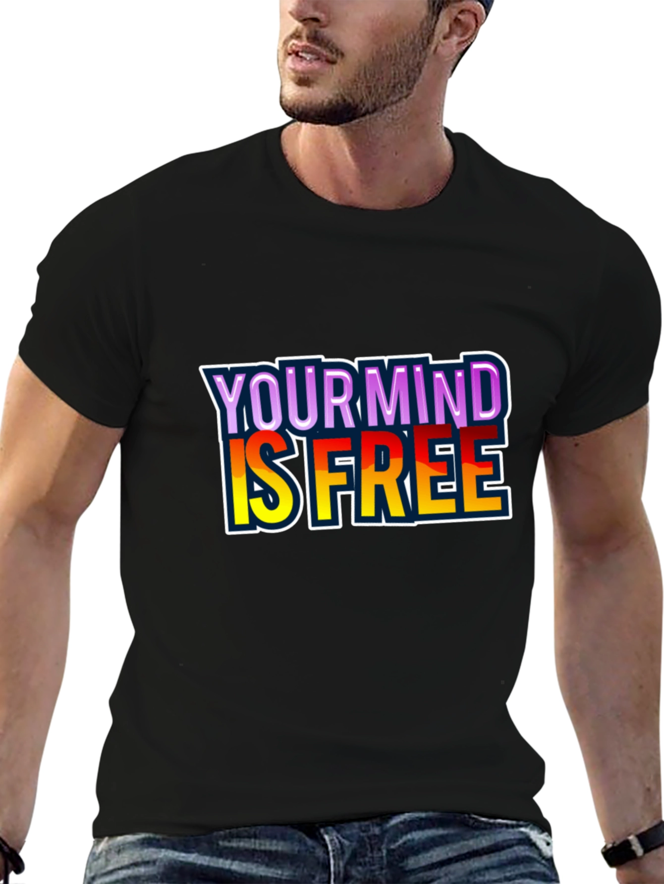 Black Your Mind Is Free Black T-Shirt view 6