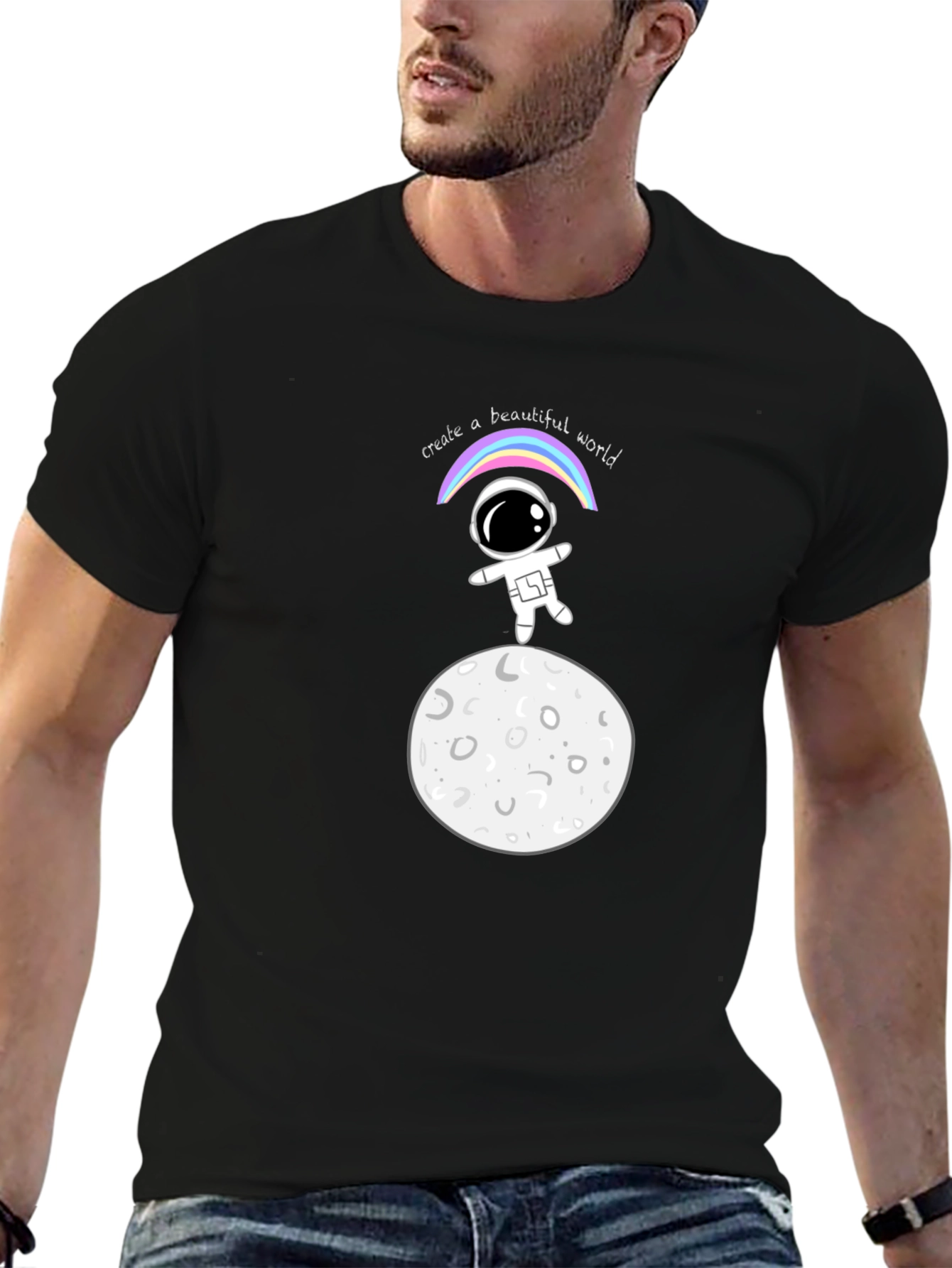 Black Astronaut Moon Landing Graphic Tee - Unisex view 6