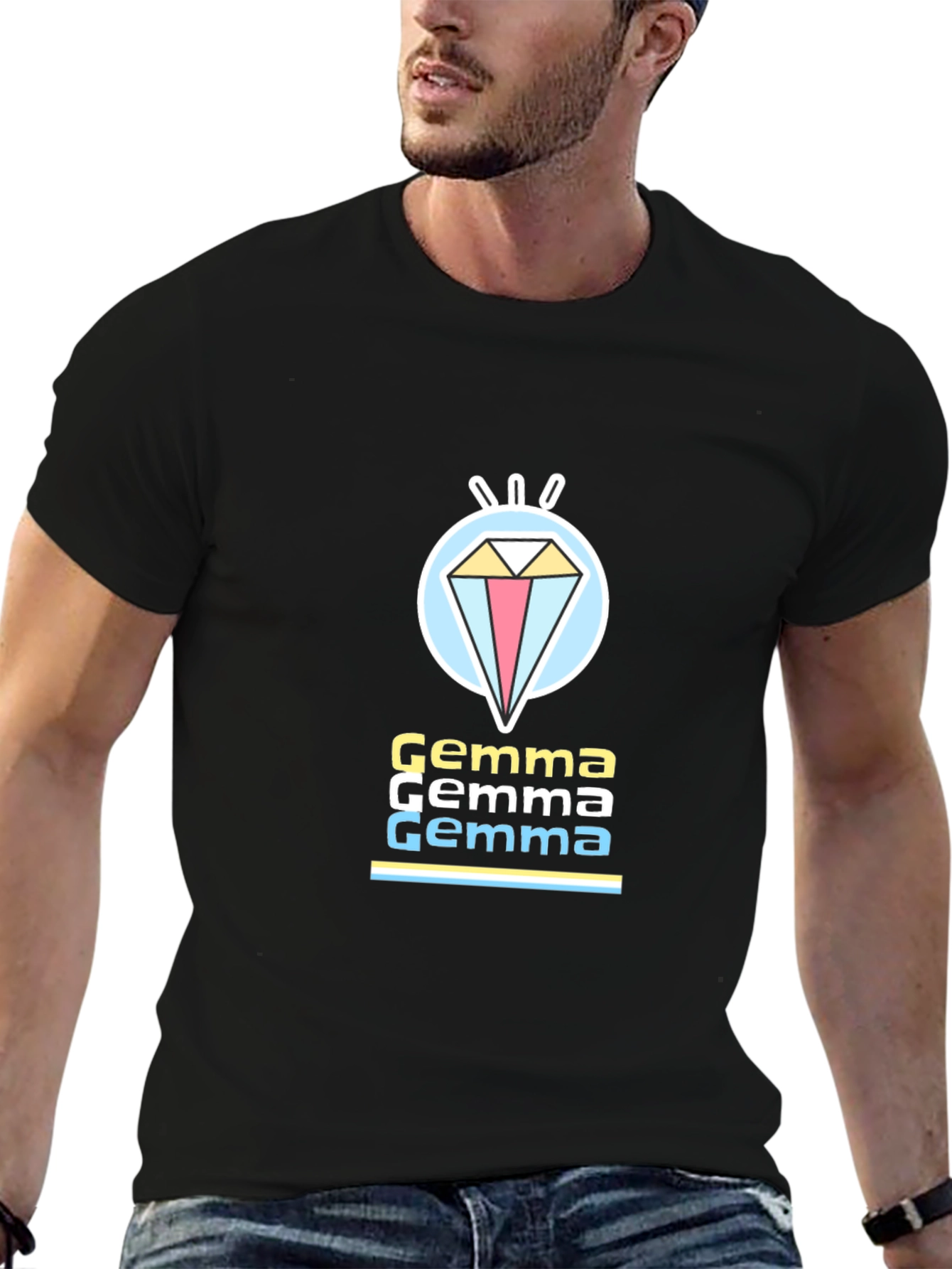 Black Gemma Diamond Graphic T-Shirt - Black view 6