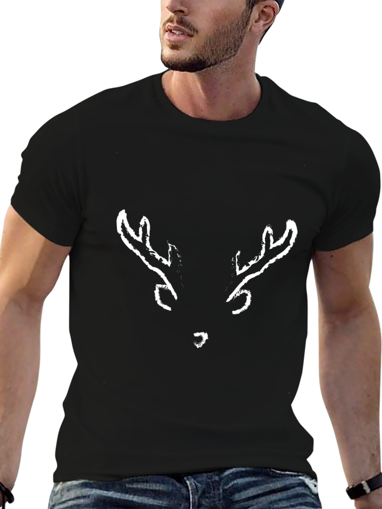 Black Deer Antler Graphic T-Shirt - Black view 6