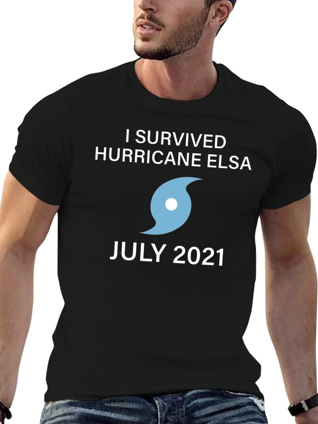 Black I Survived Hurricane Elsa T-Shirt view 6