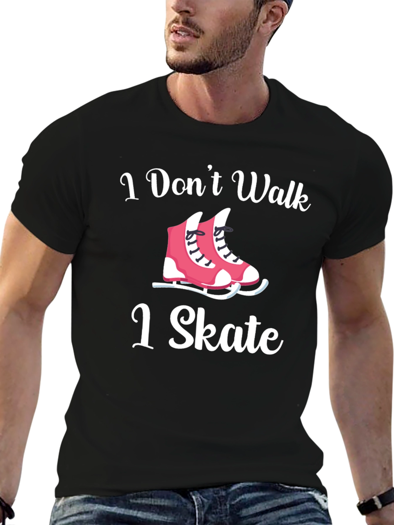 Black I Don't Walk I Skate T-Shirt view 6