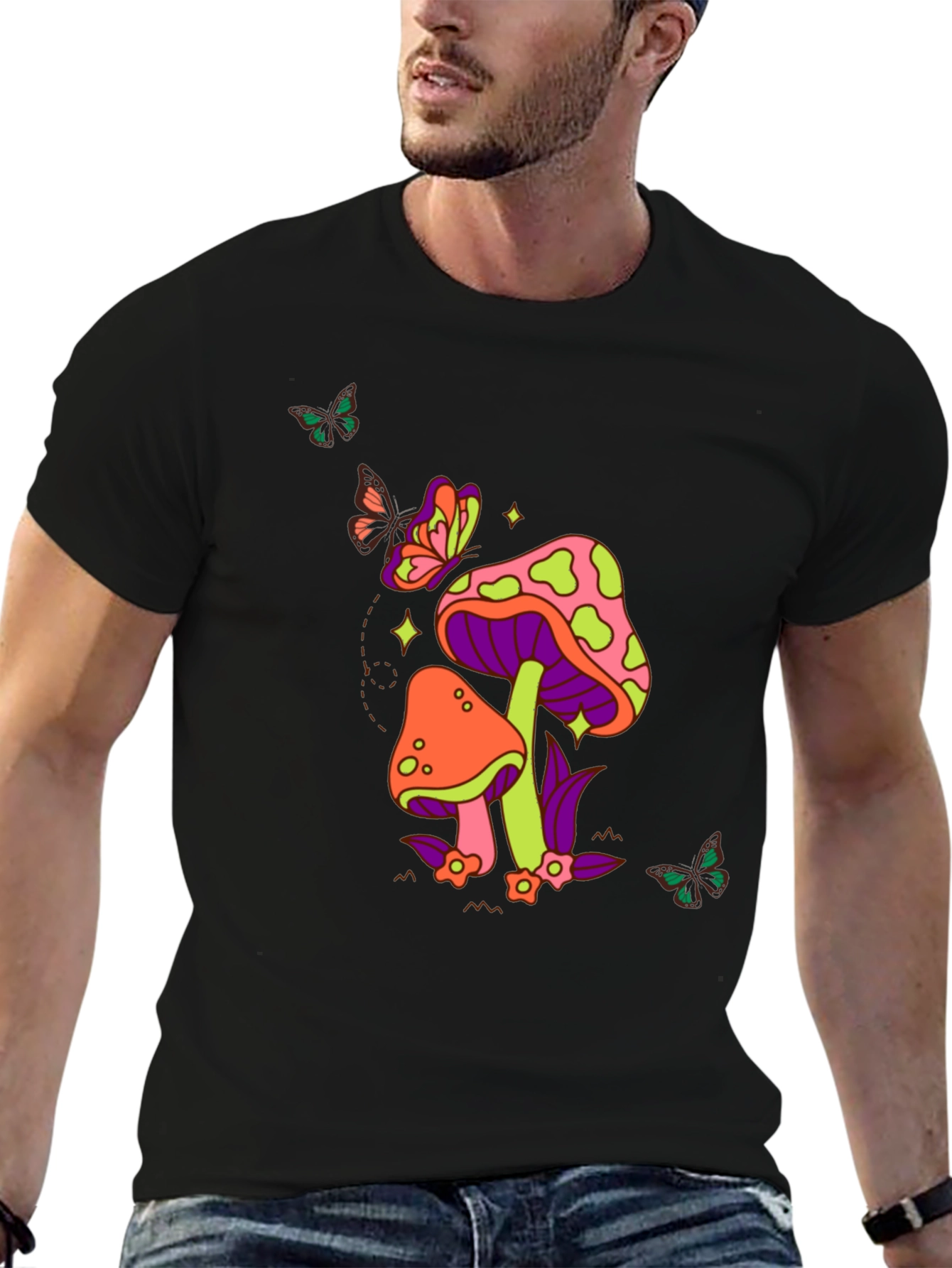 Black Groovy Mushroom T-Shirt view 6