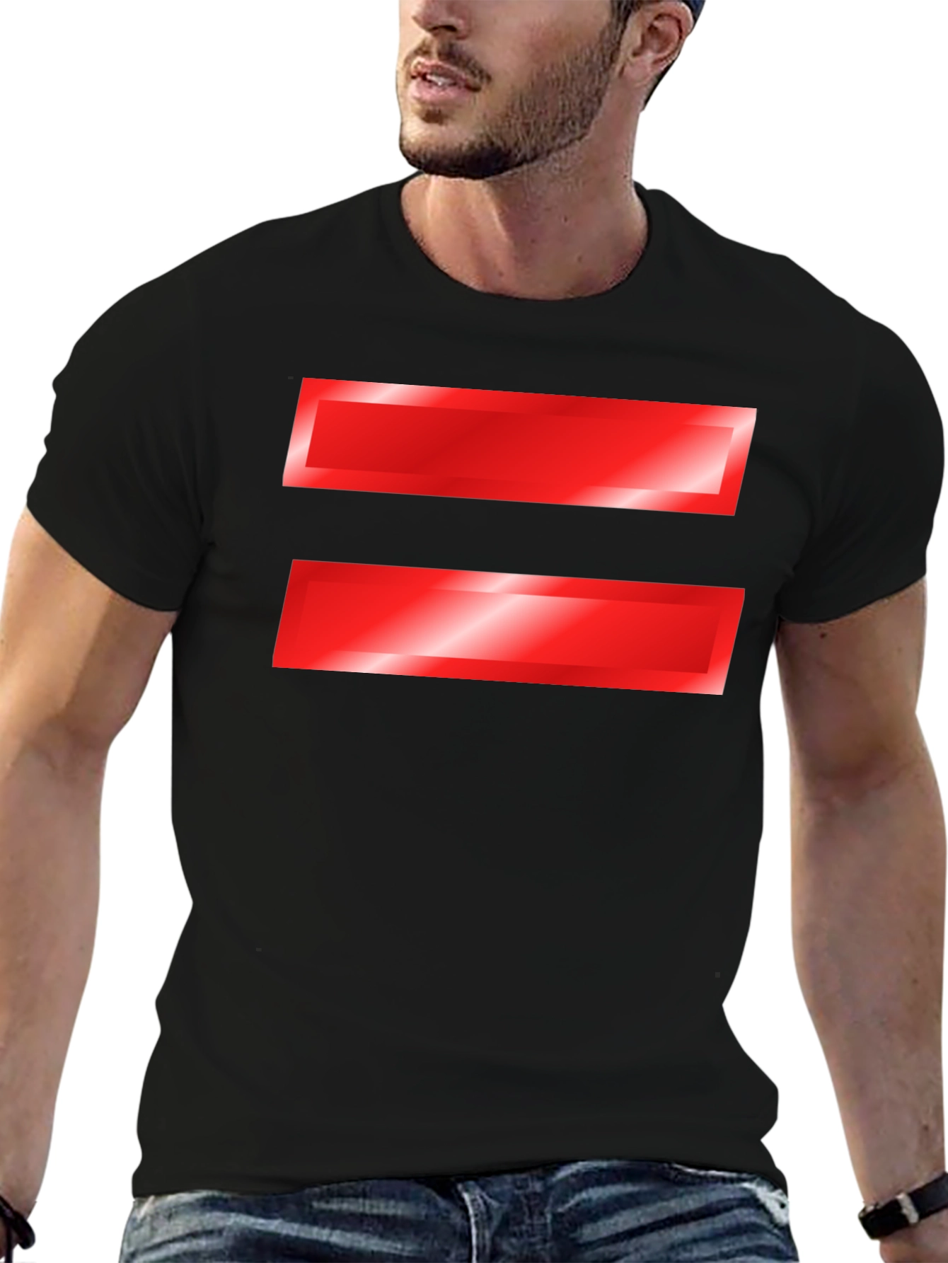Black Equality Symbol T-Shirt - Bold Red Graphic Tee view 6