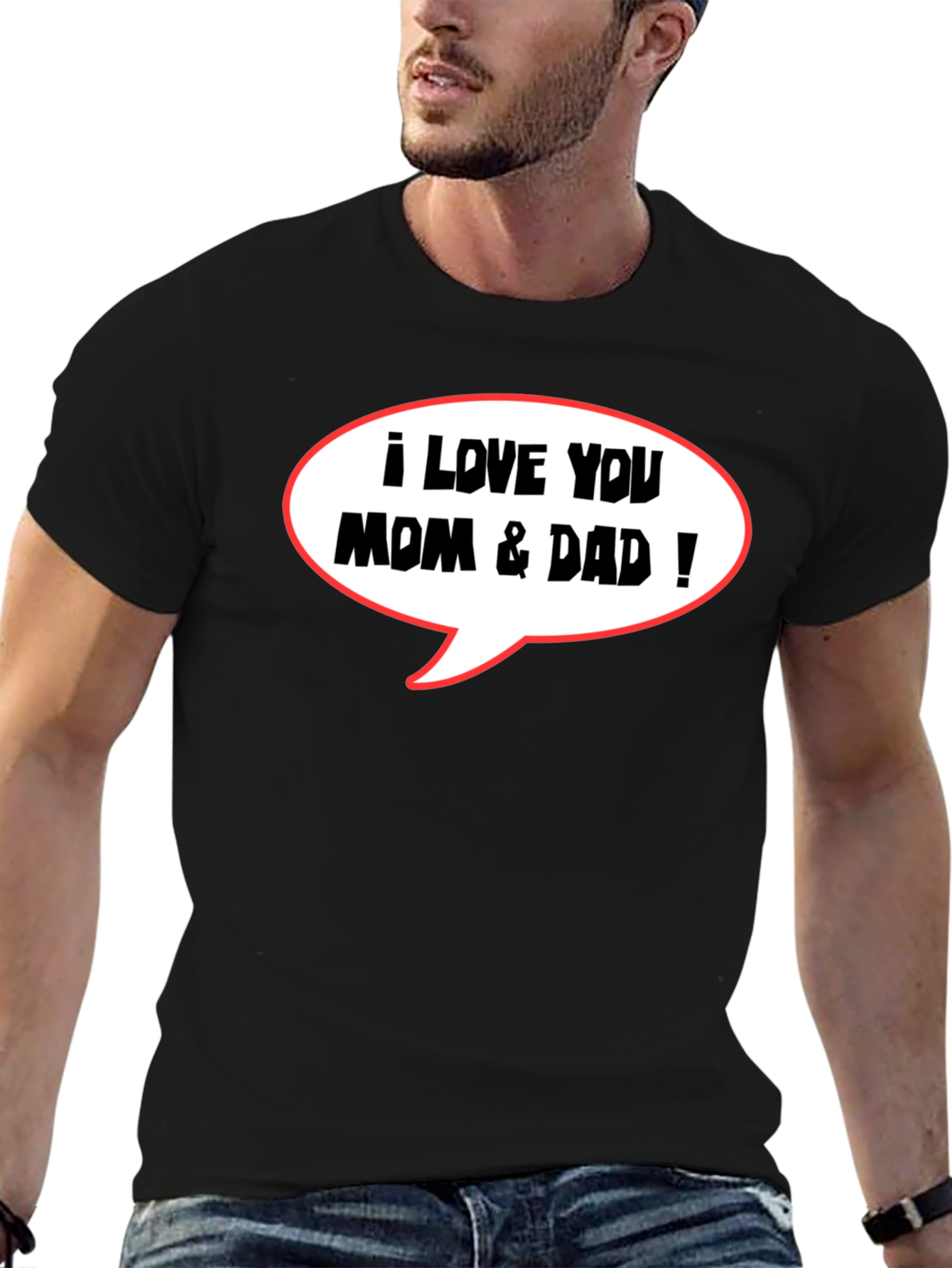 I Love You Mom & Dad T-Shirt - Black Casual Tee - 6
