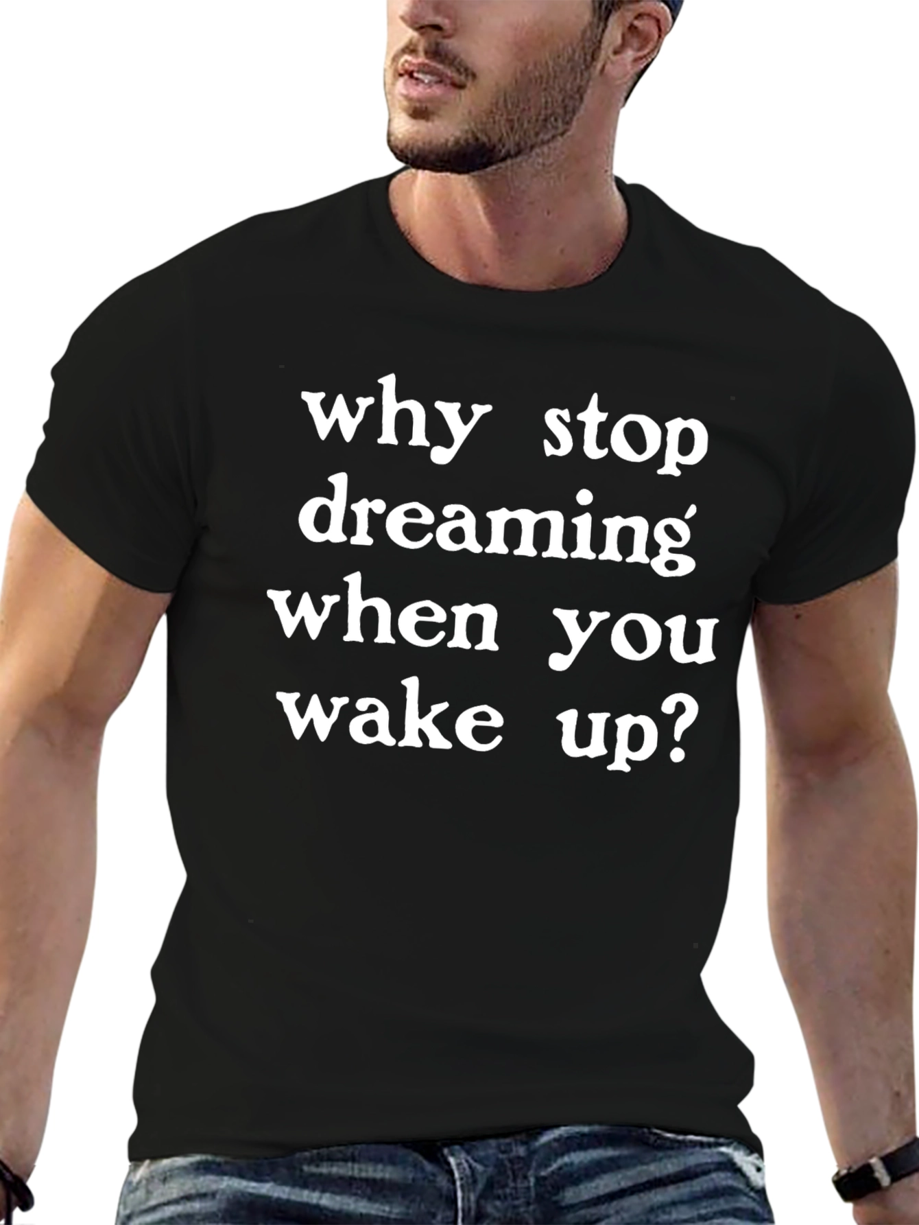 Black Dream On Graphic Tee - Men's Black T-Shirt view 6