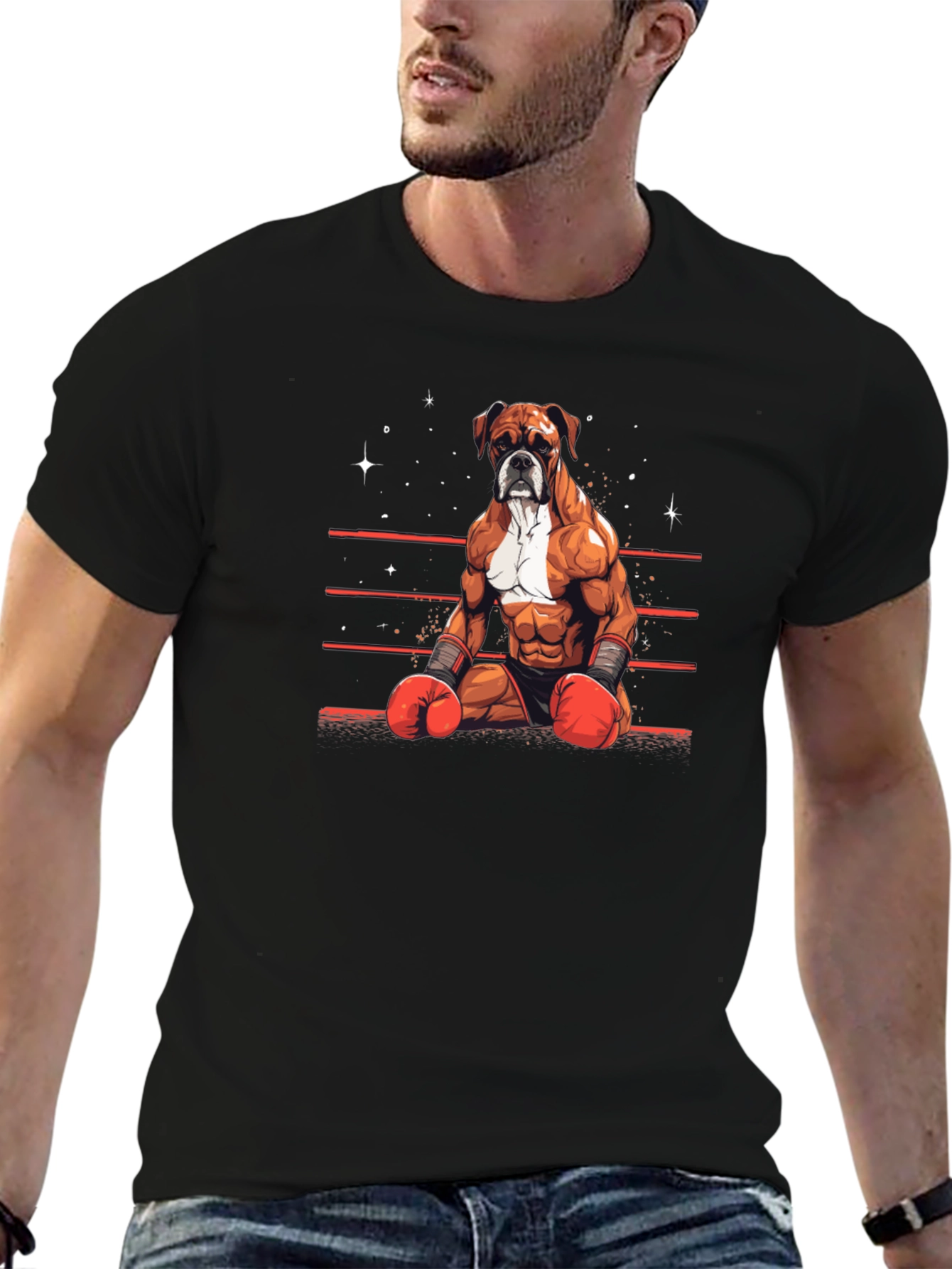 Black Boxer Dog Boxing T-Shirt - Funny Animal Lover Tee view 6