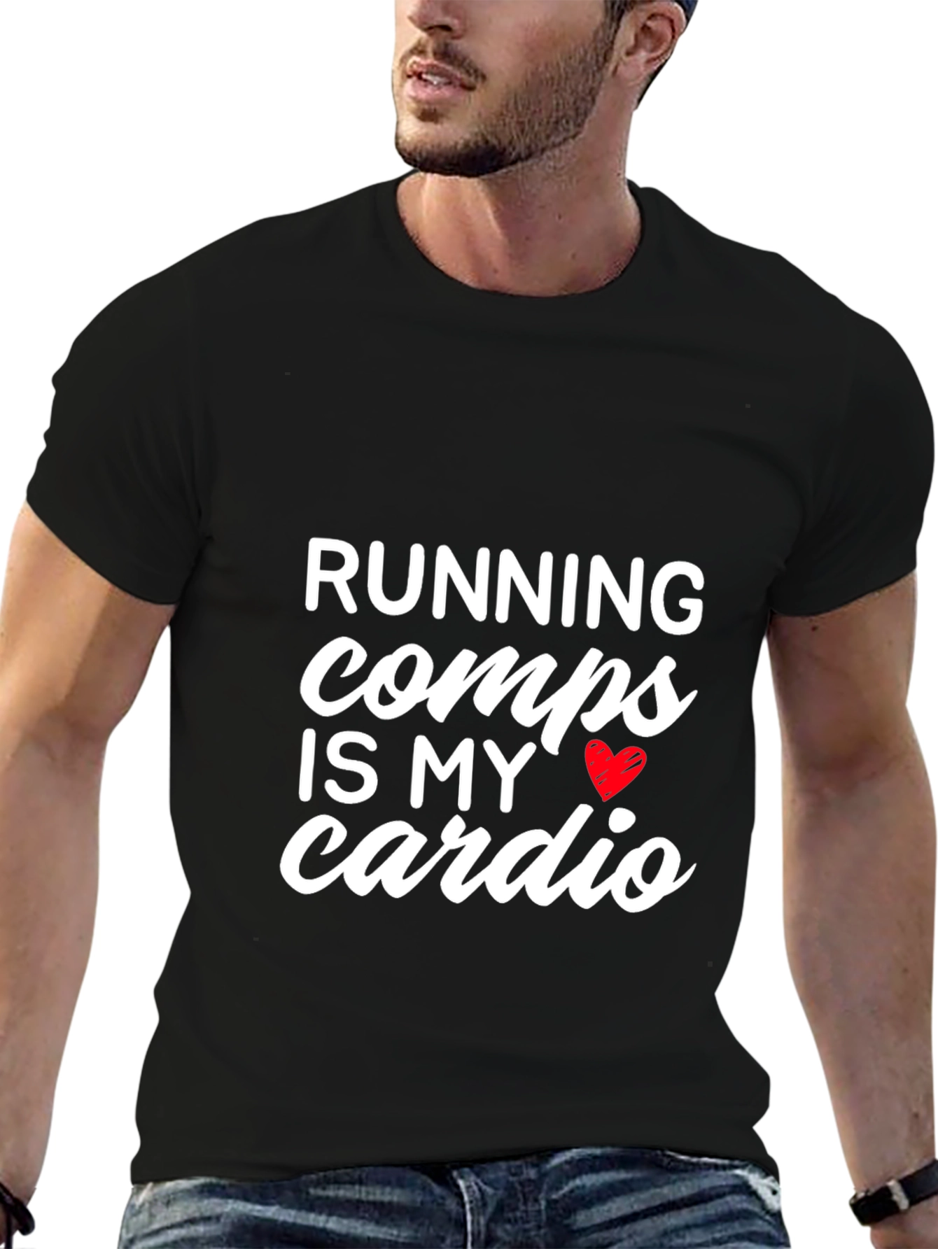 Black Running Comps is My Cardio Black Graphic Tee view 6