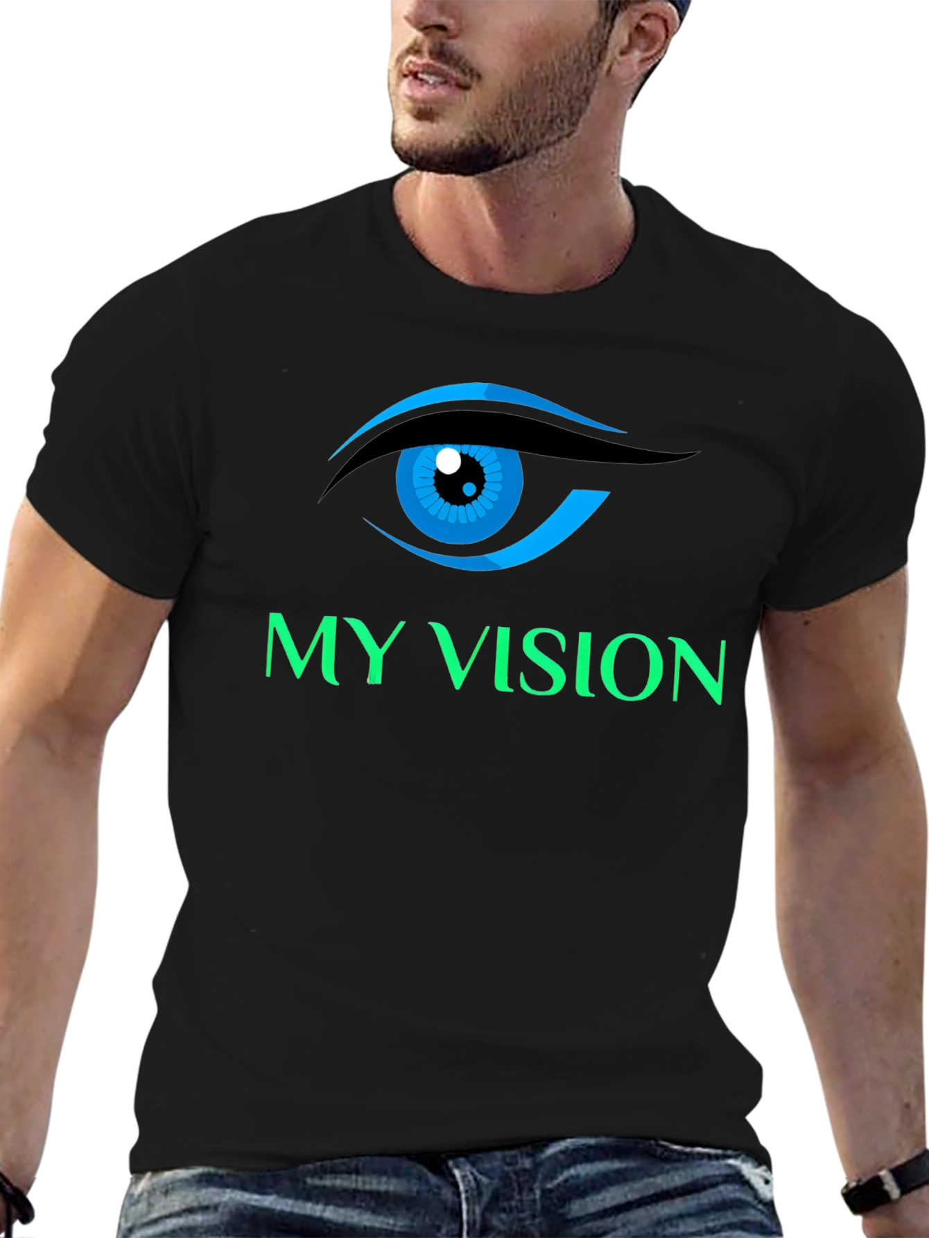 Black My Vision Graphic Tee - Eye See You T-Shirt view 6