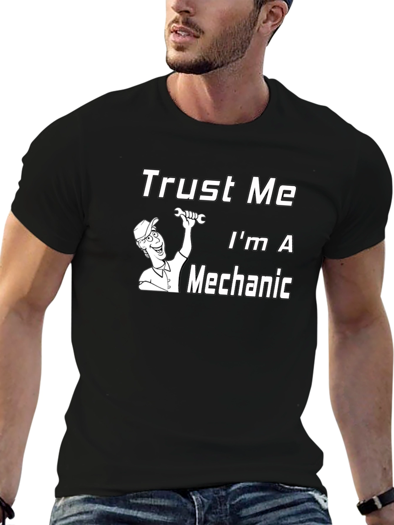 Black Trust Me I'm A Mechanic T-Shirt - Black view 6