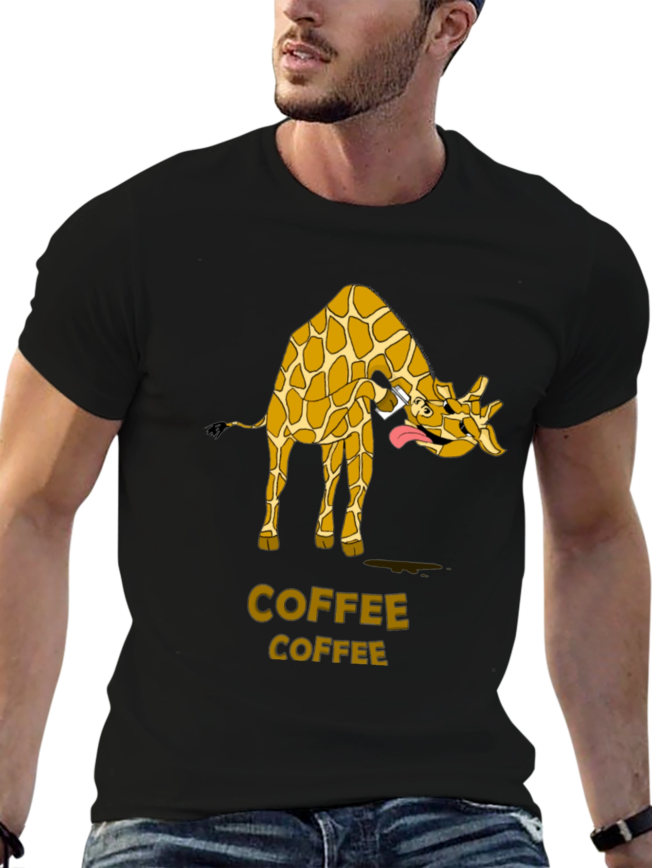 Black Giraffe Coffee Lover T-Shirt view 6