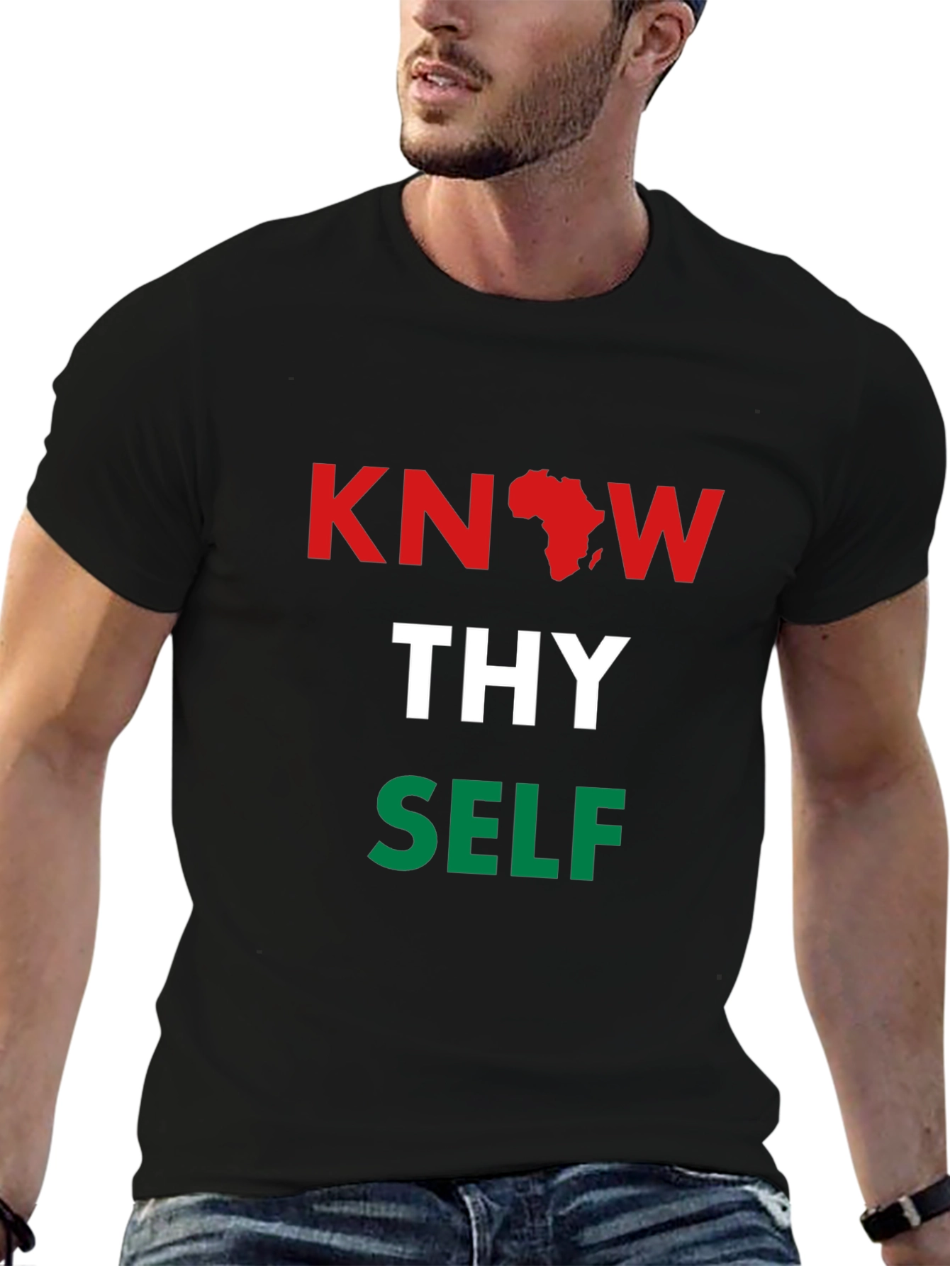 Black Know Thy Self T-Shirt - Pan African Colors view 6