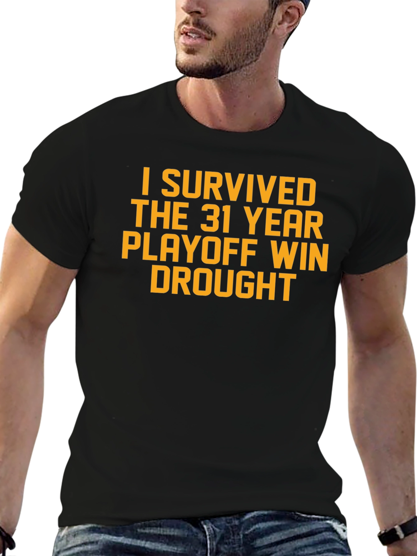 Black I Survived the Playoff Win Drought T-Shirt view 6