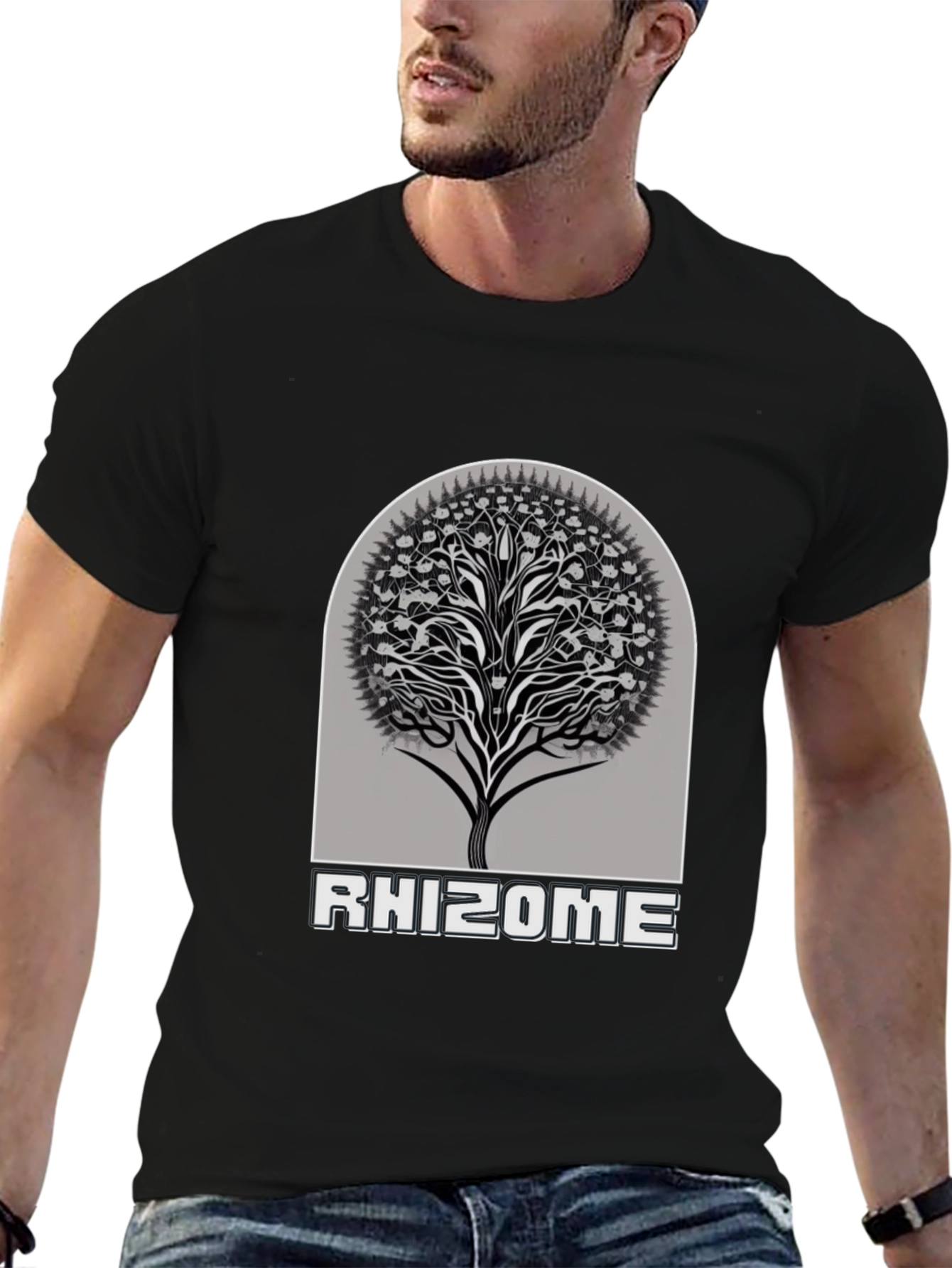 Black Rhizome Tree Graphic T-Shirt - Stylish & Unique view 6