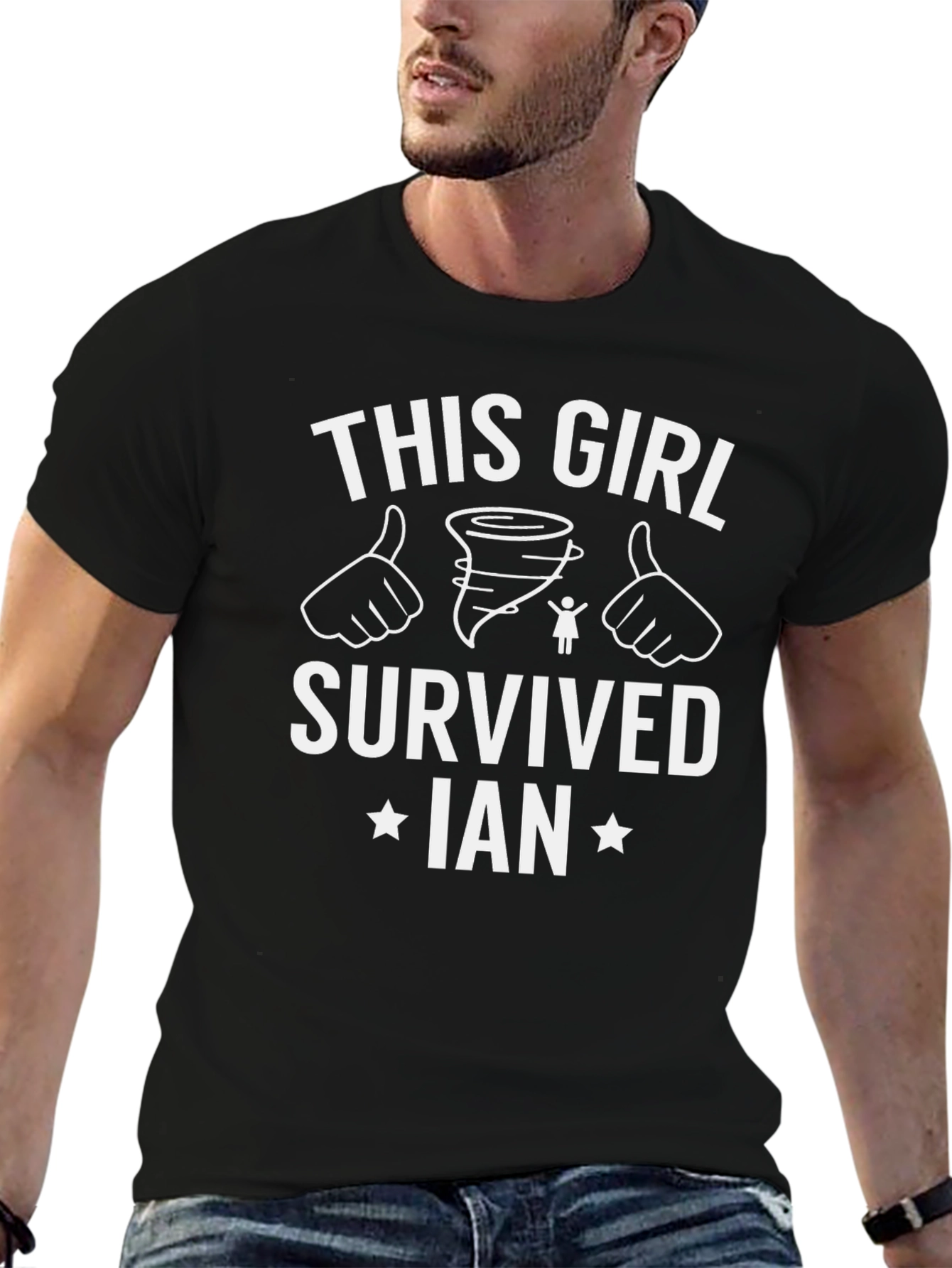 Black This Girl Survived Ian T-Shirt view 6