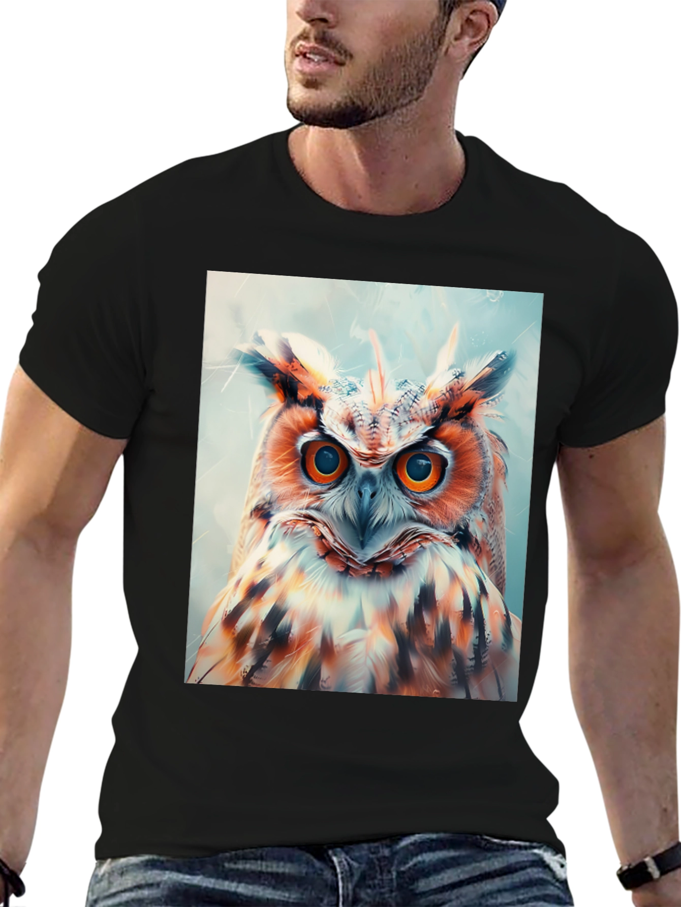 Black Owl Graphic Print Tee view 6