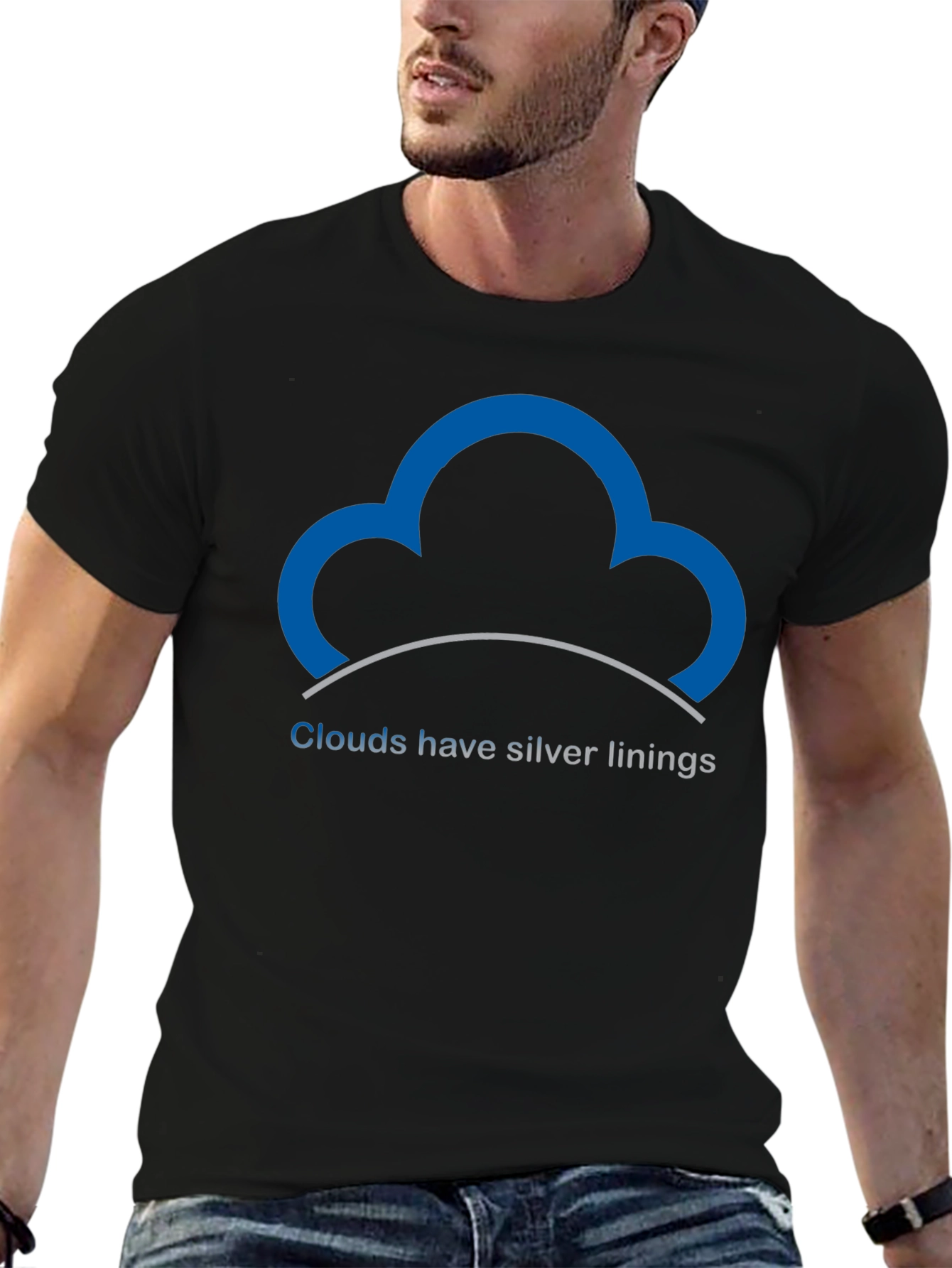 Black Optimistic Cloud T-Shirt - Silver Linings view 6