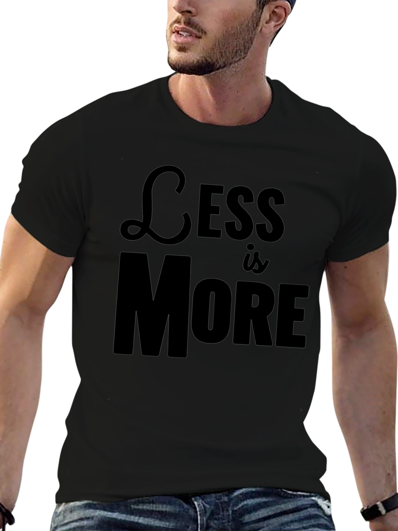Black Less is More Black Graphic Tee view 6