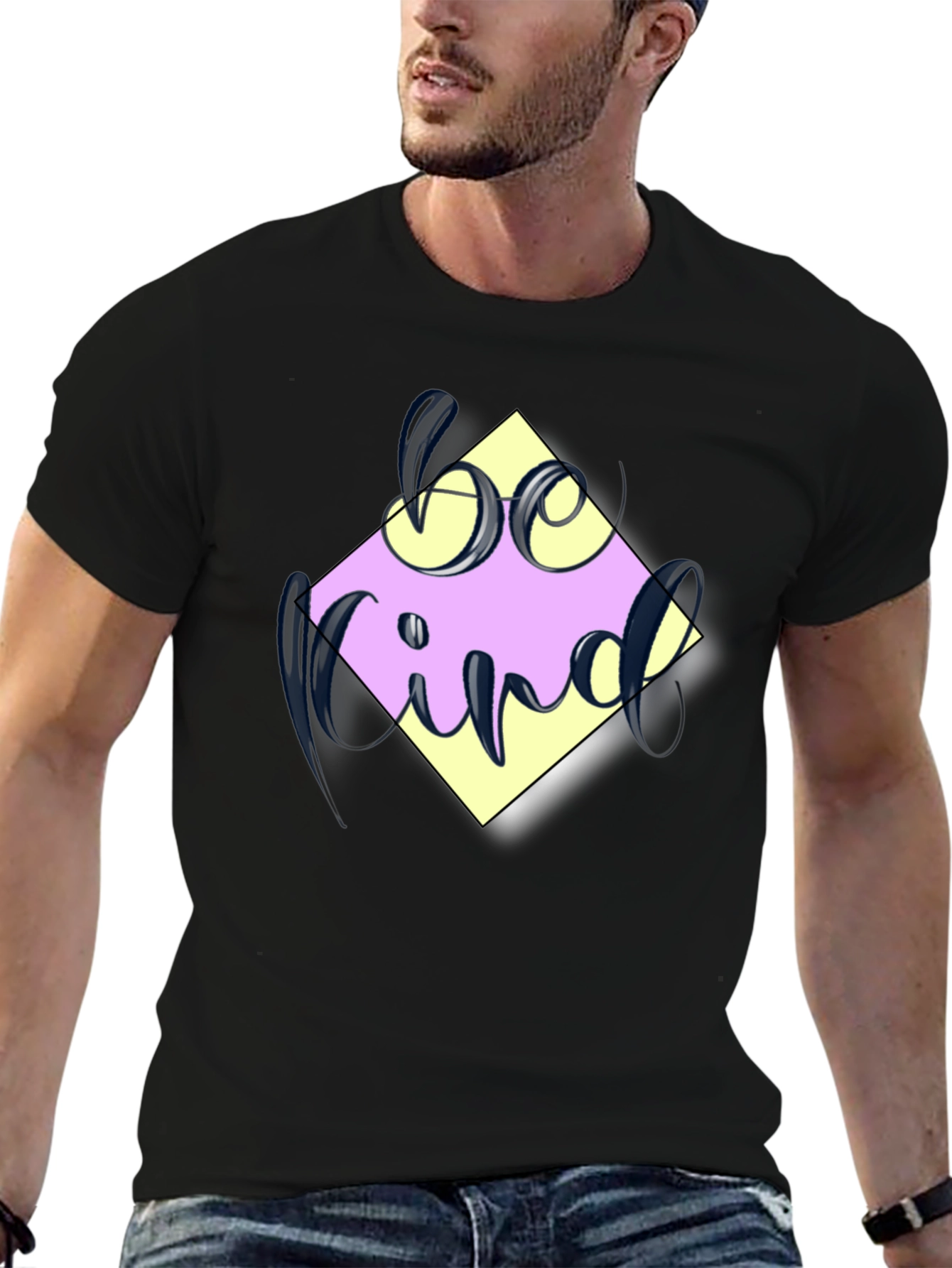 Black Be Kind Graphic Tee - Trendy Casual T-Shirt view 6