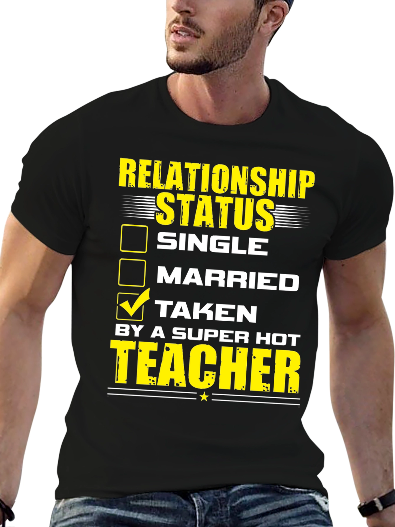 Black Taken by a Super Hot Teacher T-Shirt view 6