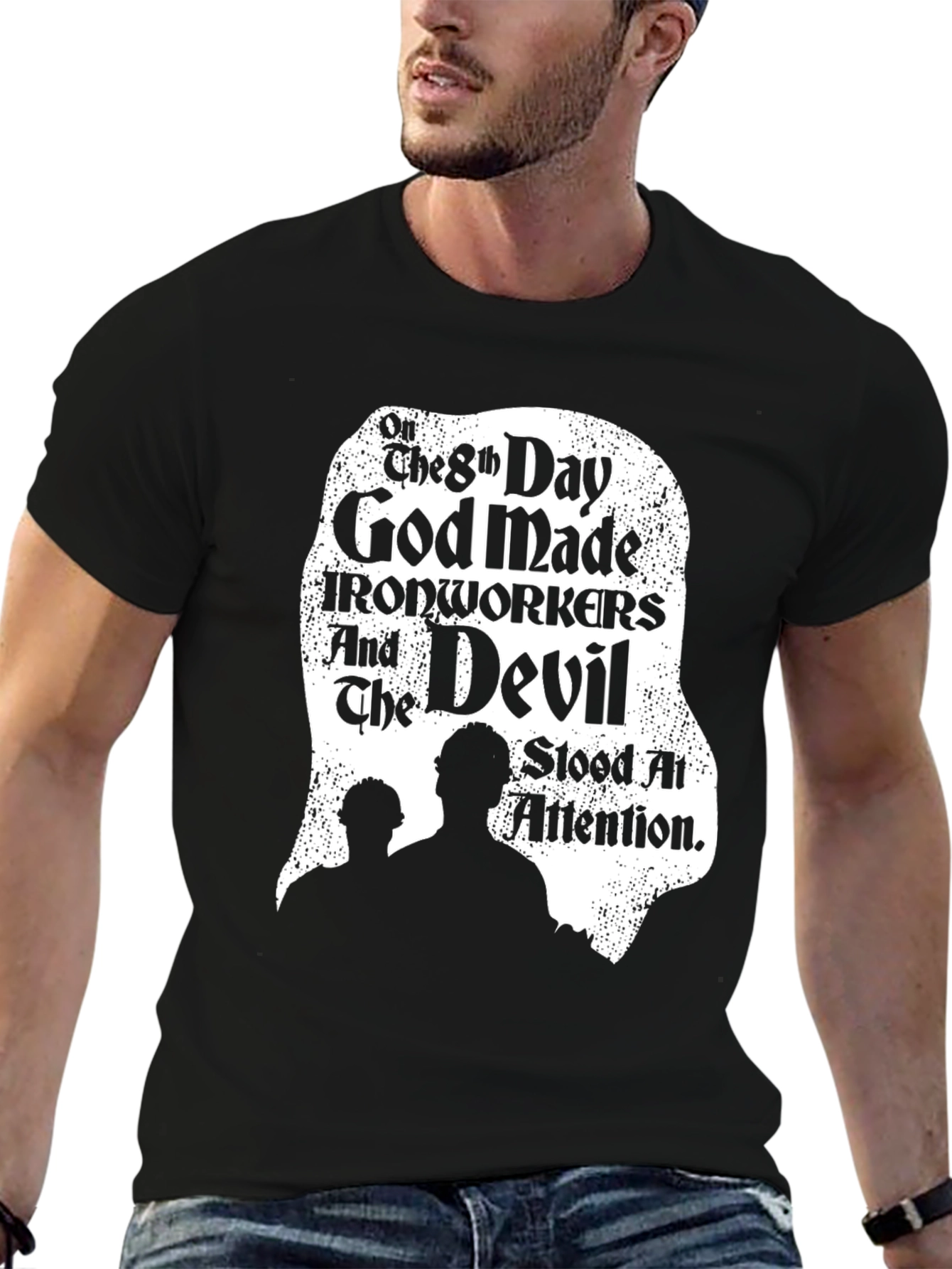 Black Ironworkers & Devil Black T-Shirt view 6