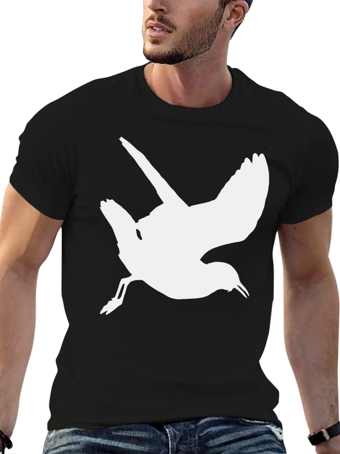 Black Bird Silhouette Black T-Shirt view 6