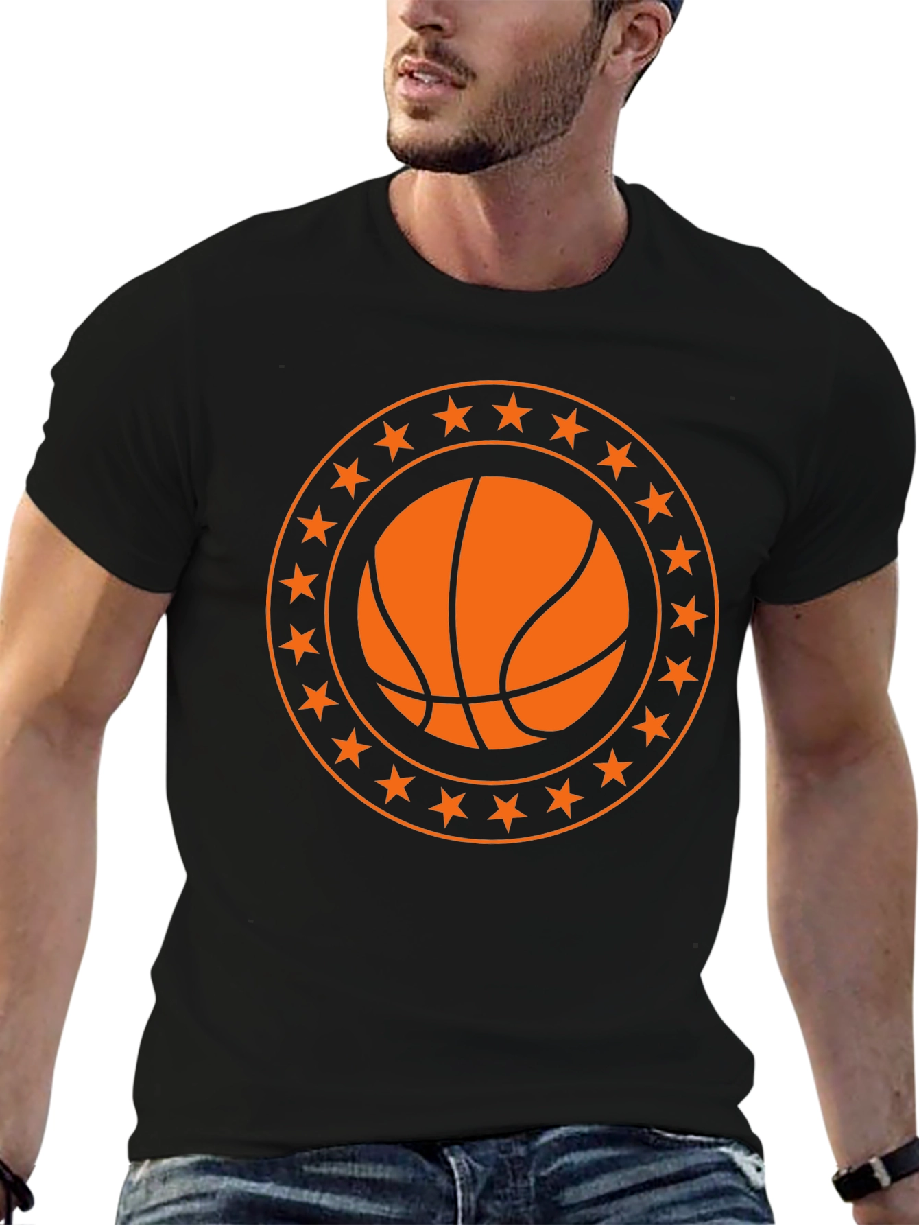 Black Basketball Star Graphic Black T-Shirt view 6