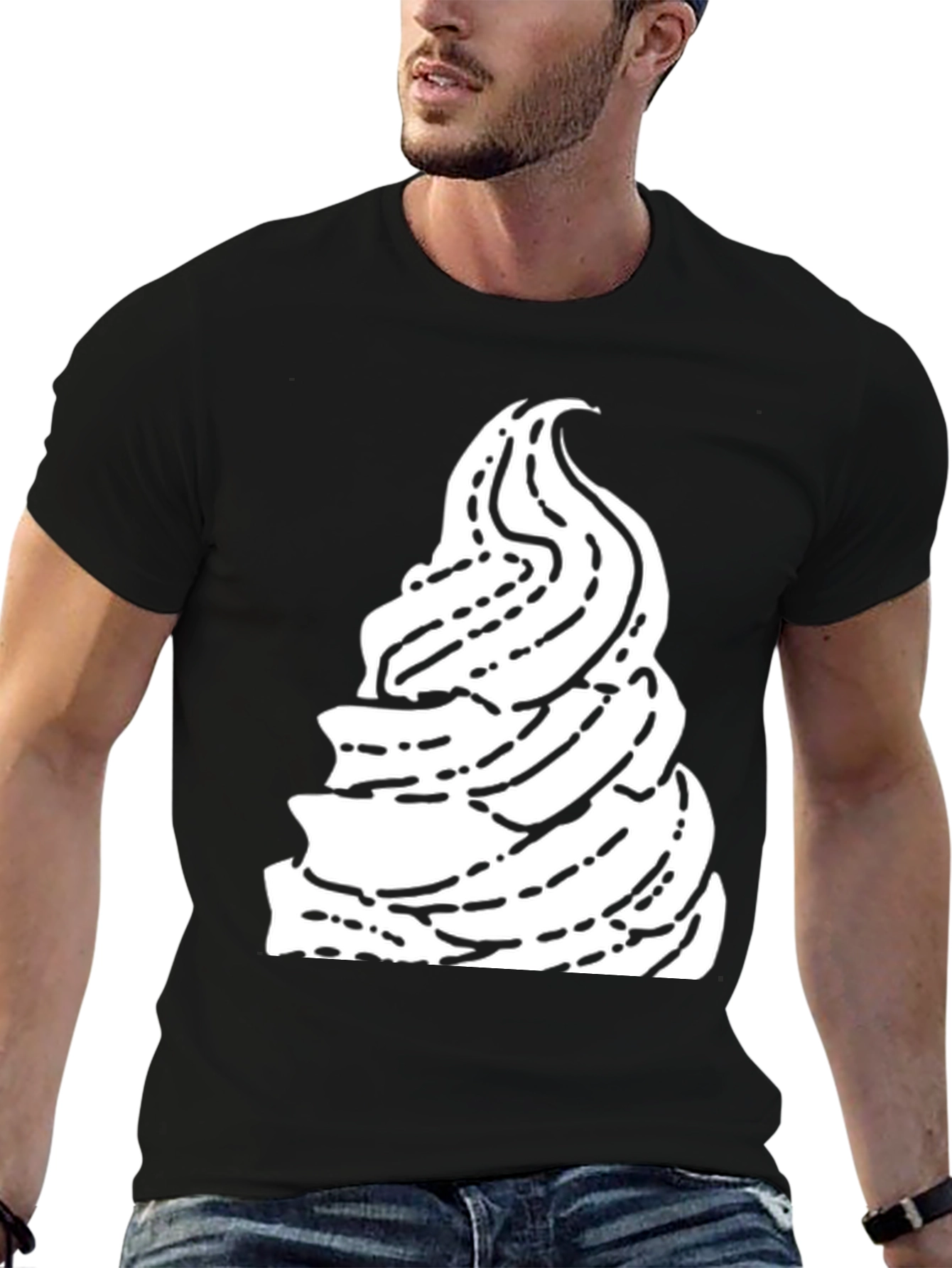 Black Black T-Shirt with Ice Cream Swirl Graphic view 6