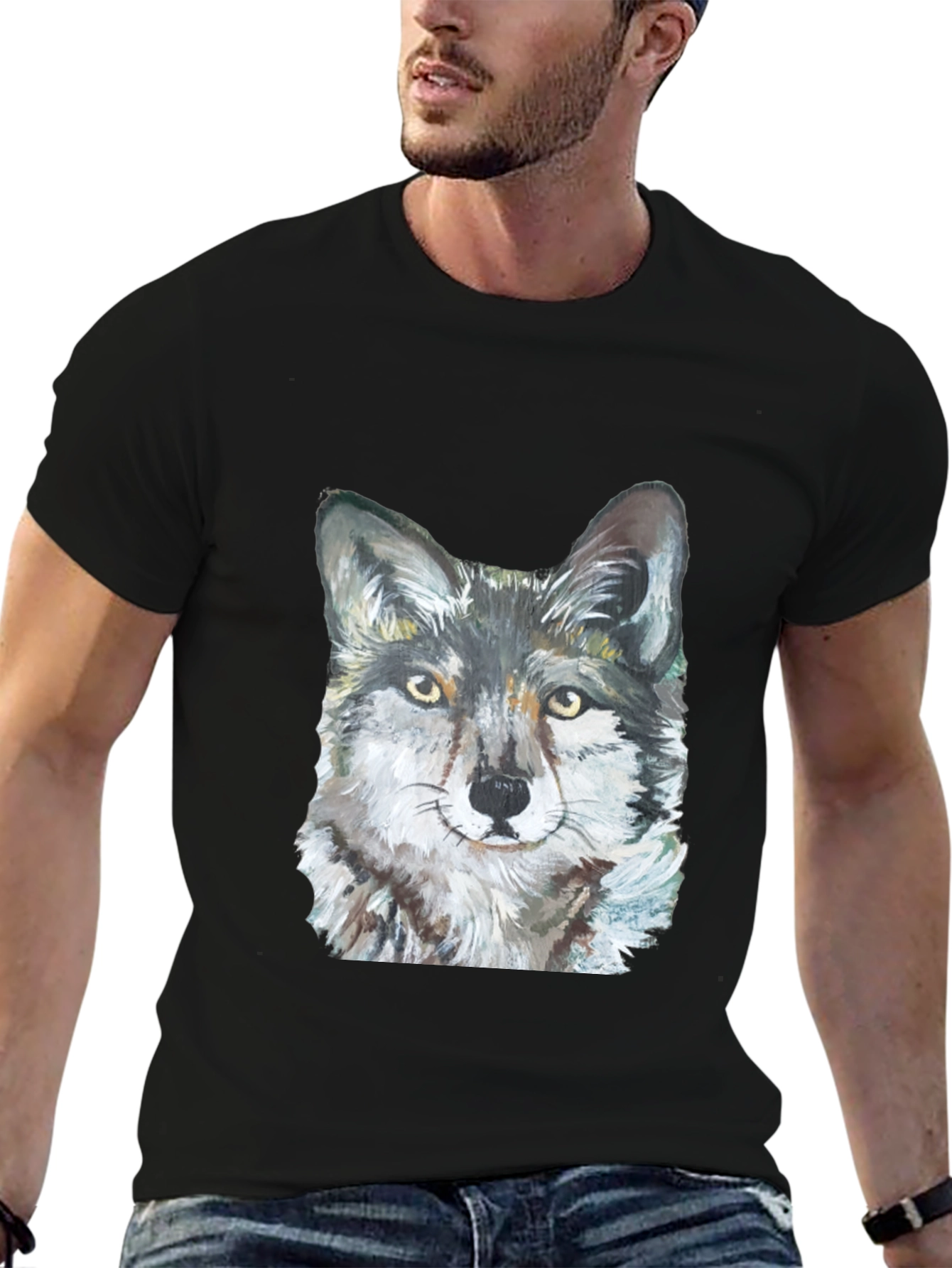 Black Wolf Graphic Tee - Black Cotton Blend view 6