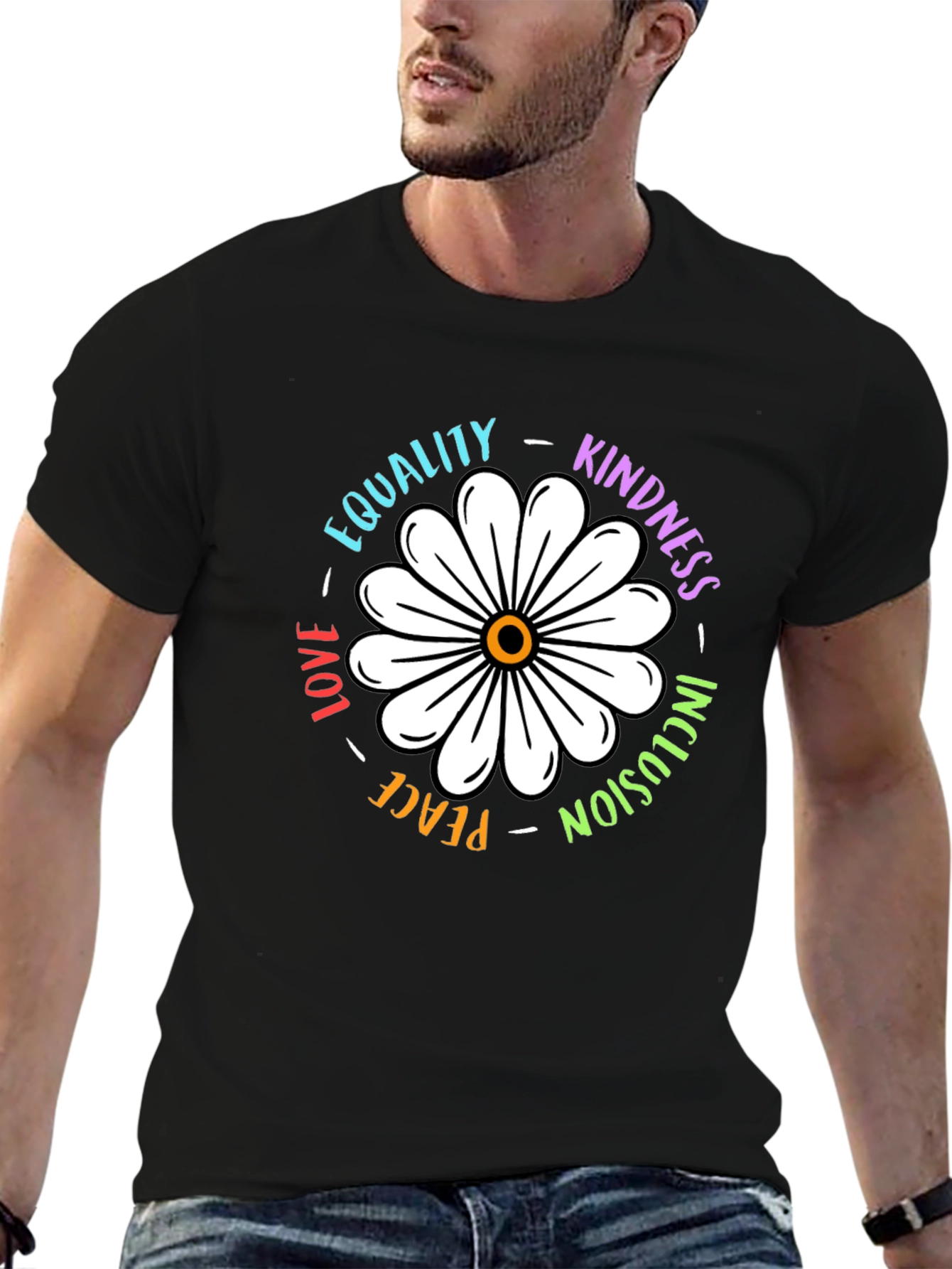 Black Equality Kindness Daisy Graphic Tee view 6