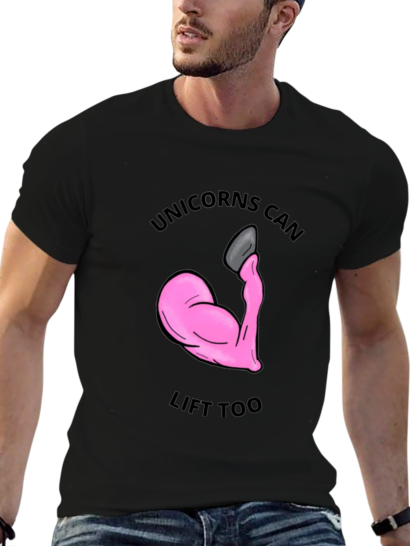 Black Unicorns Can Lift Too T-Shirt - Funny Workout Gym Tee view 6